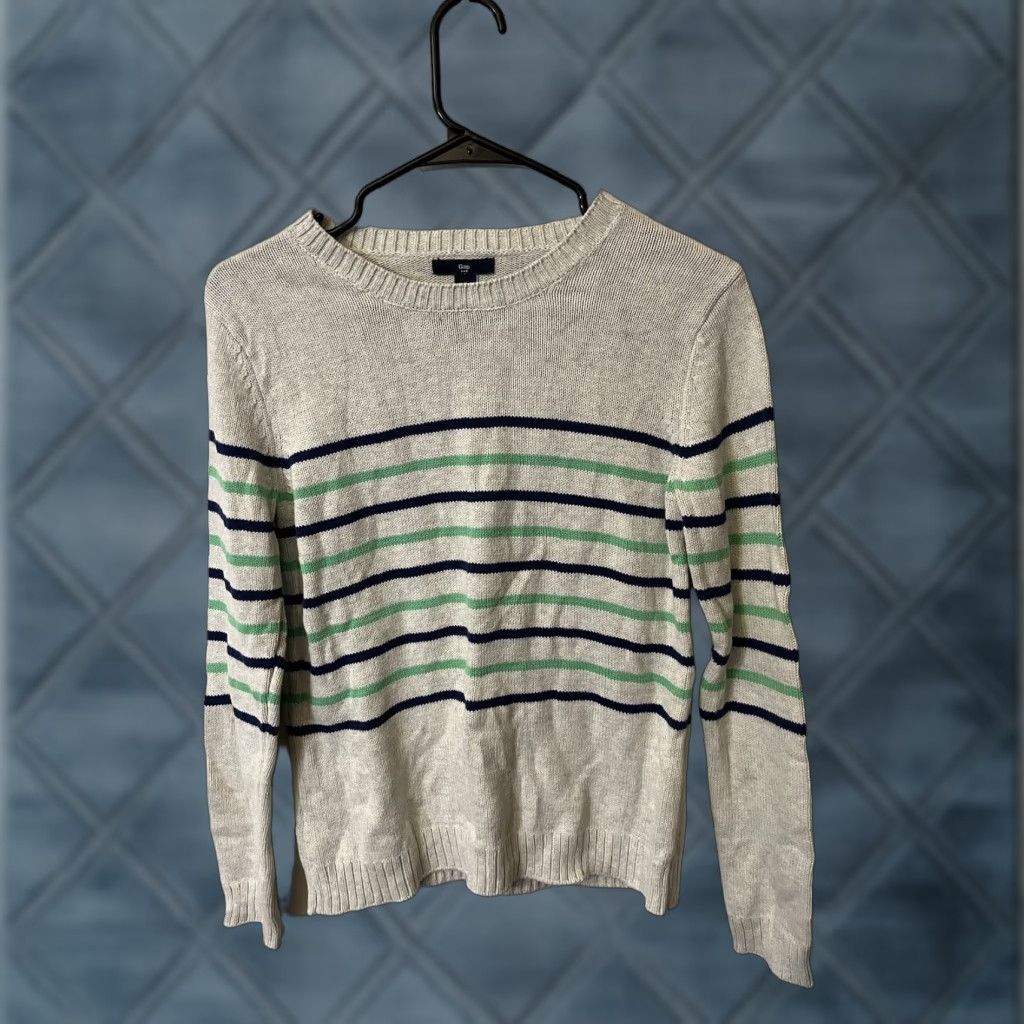 Gap VINTAGE Gap Sweater Women's Oversized Long Sleeve Round Neck Striped Size Small Gray Size S / US 4 / IT 40 - 1 Thumbnail