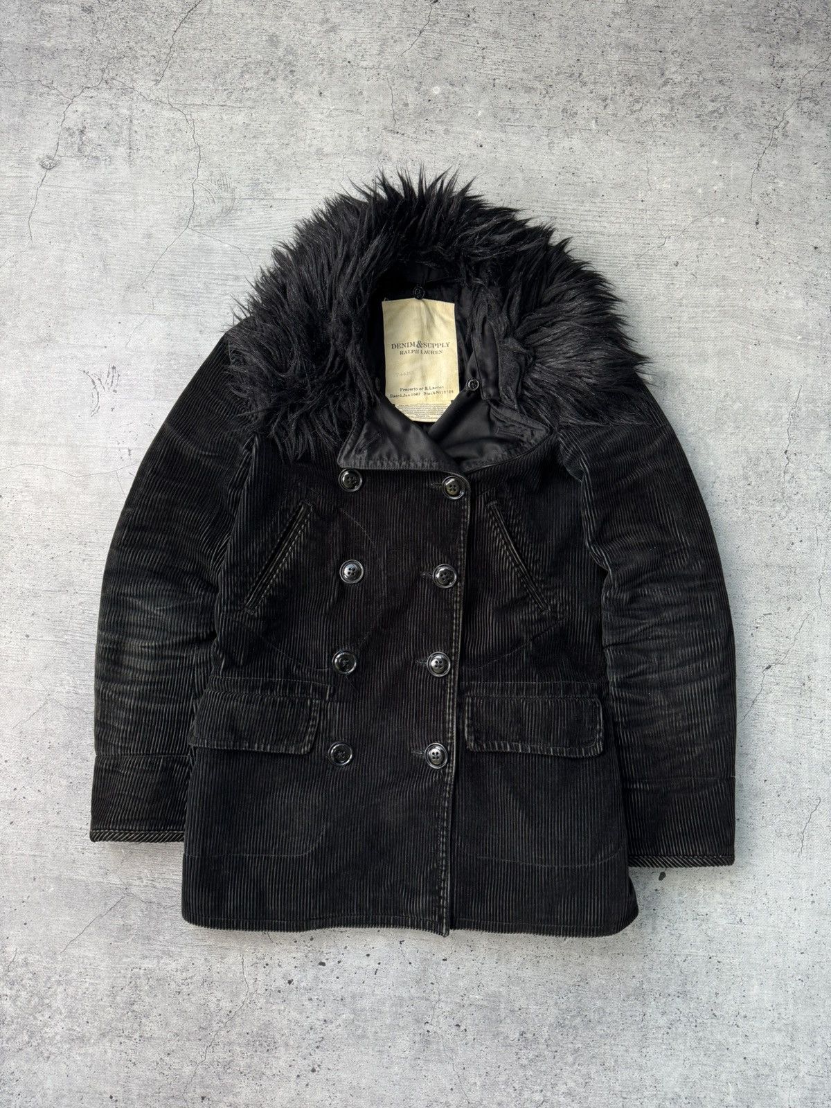 Vintage Denim & Supply Ralph Lauren Corduroy Y2K Fur Coat