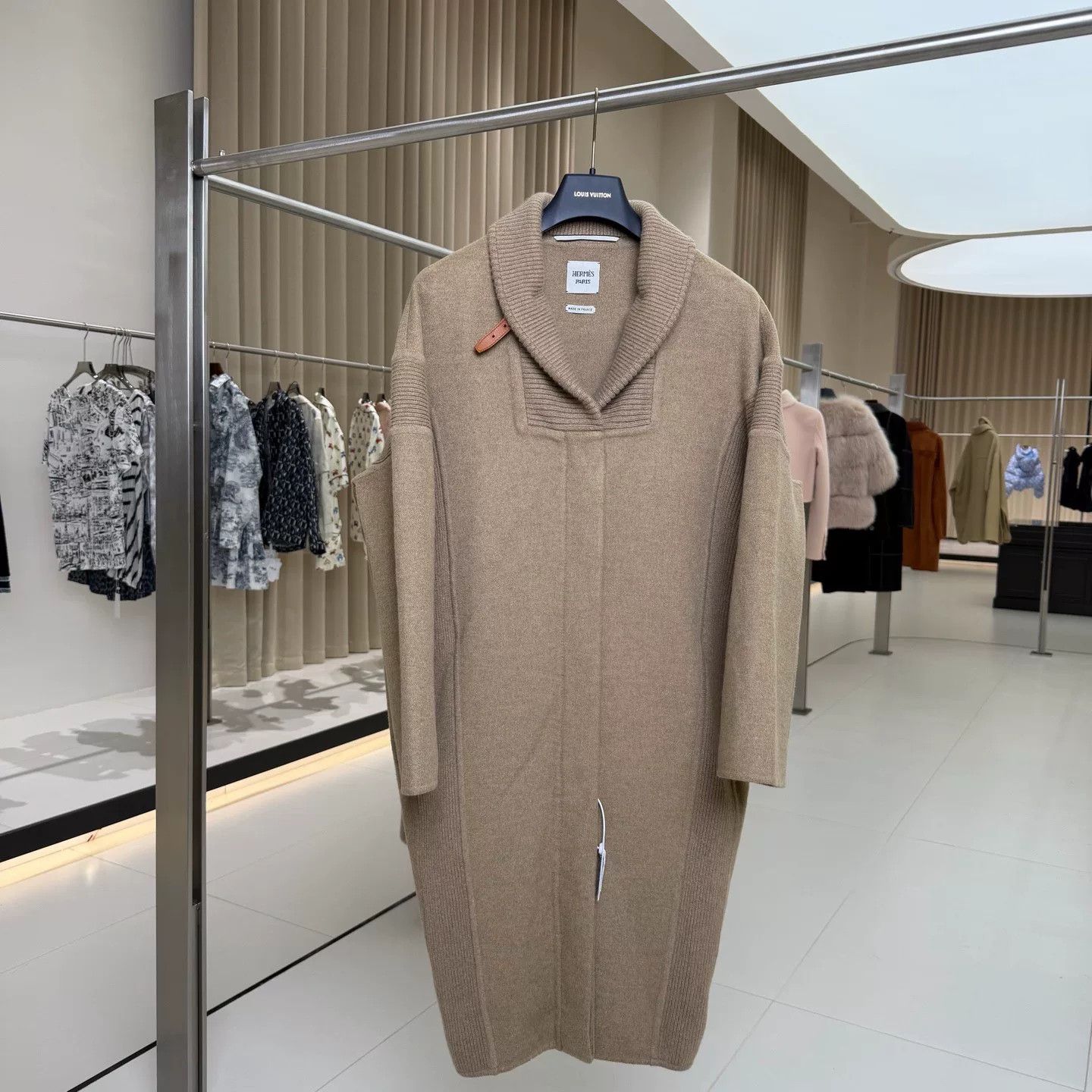 Hermes Camel Cashmere Cocoon Coat 34