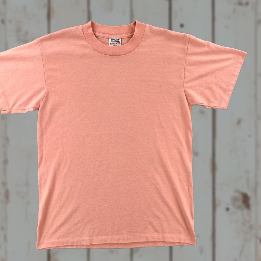 Vintage VINTAGE Oneita Power/50 Men’s L Pink Short Sleeve Crew Neck T-Shirt 90s USA Mens Size US L / EU 52-54 / 3 - 1 Thumbnail