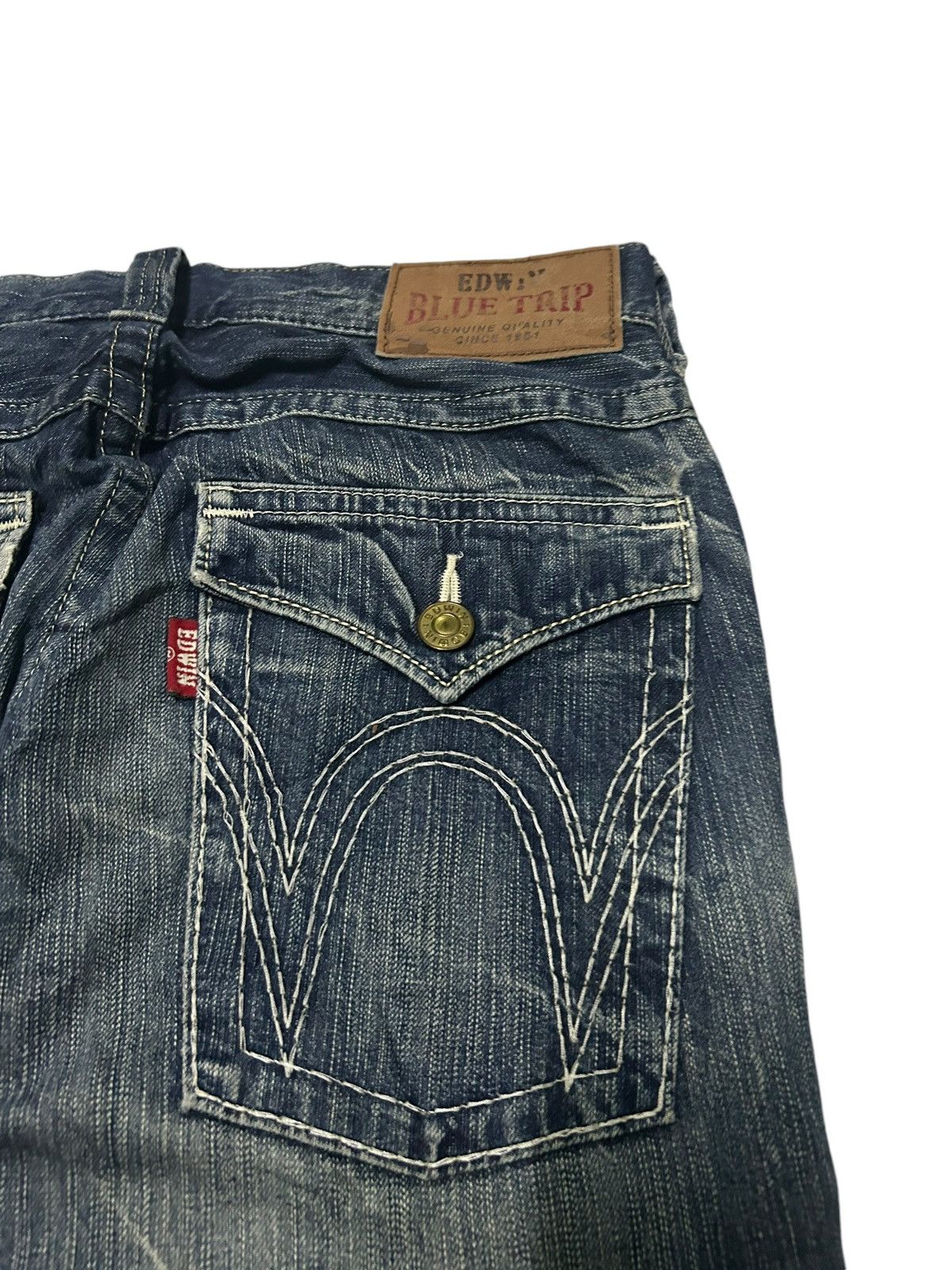 Japanese Brand × Kapital × Vintage 💥Flare💥 Edwin Blue Trip Mud Wash Distressed Rare Denim 🎌☠️☠️🎌 Size US 33 - 4 Thumbnail