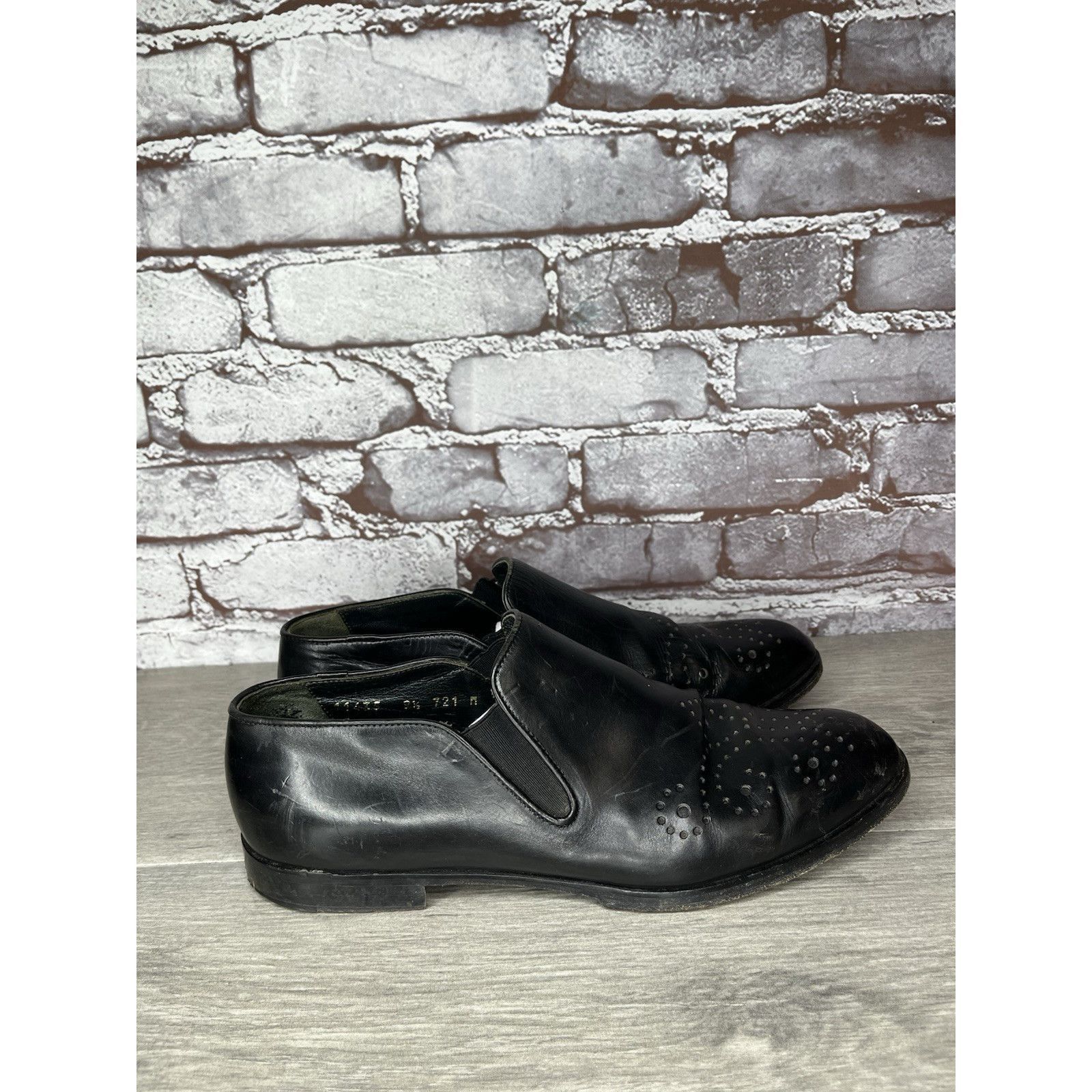 Big John Joan & David Handmade in Italy Black Leather Wingtip Heel Ox Size US 9.5 / IT 39.5 - 12 Thumbnail