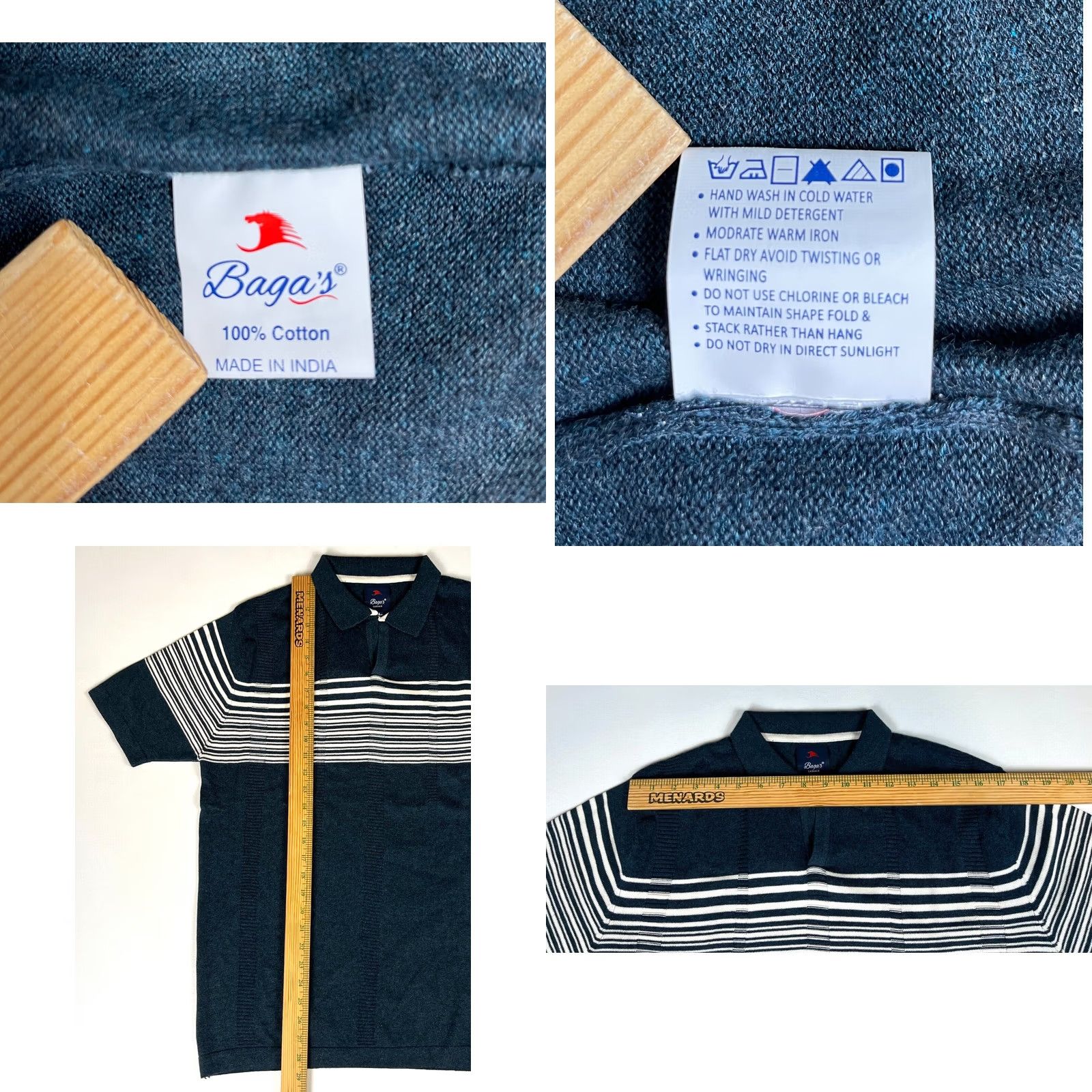 Vintage Baga's Men's Knit Polo Shirt L Blue Gray/Stripe Polo Shirt Shirt Mens Large Knit Polo Shirt NWT Size US L / EU 52-54 / 3 - 9 Thumbnail