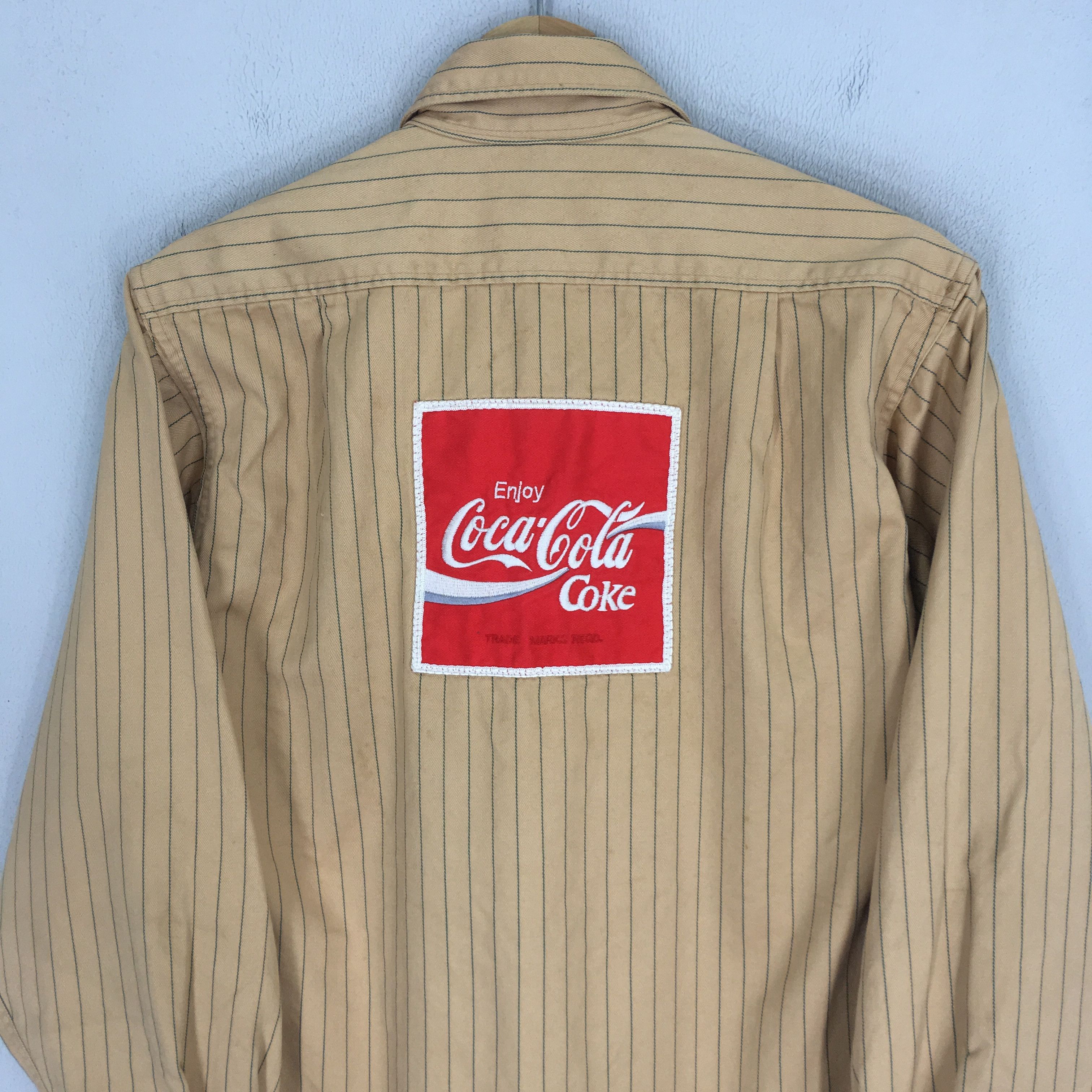 Coca Cola × Vintage Vintage 80s Coca Cola Worker Hickory Button Down Shirt Size US M / EU 48-50 / 2 - 4 Thumbnail