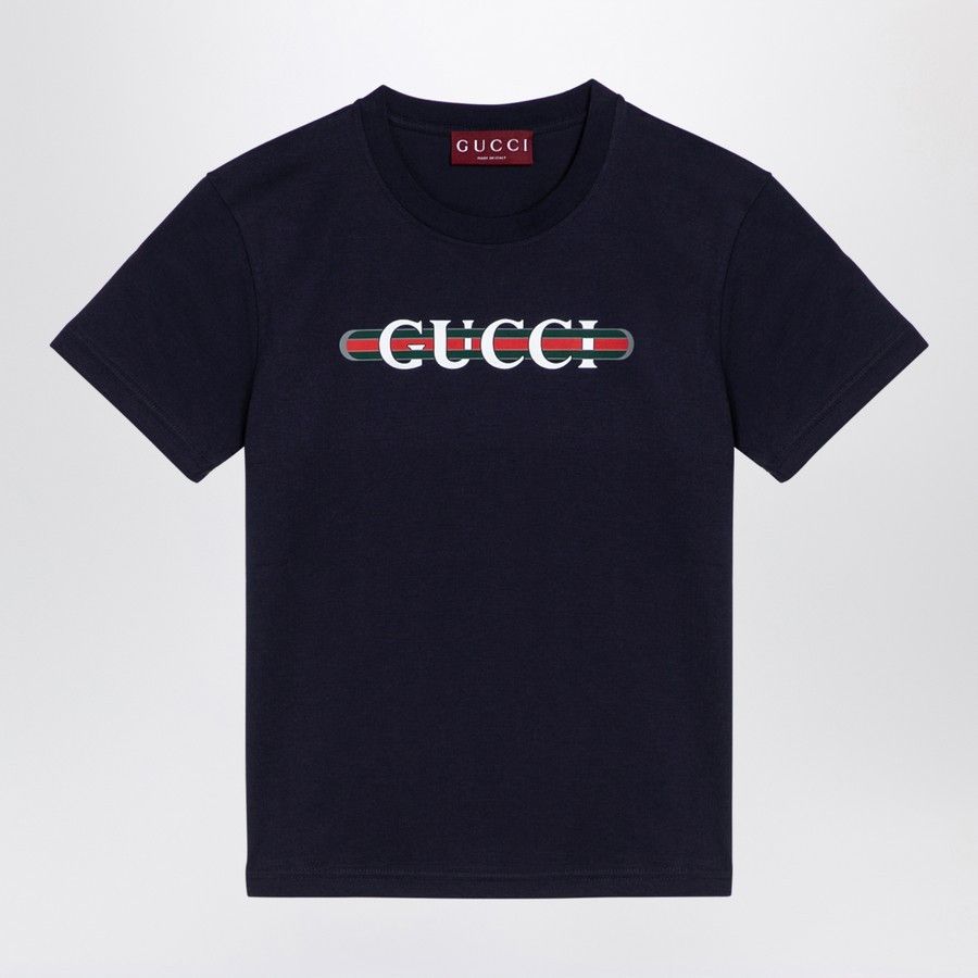 Gucci o1d2blof0824 Cotton T-Shirt With Logo Print in Navy Blue Size S / US 4 / IT 40 - 1 Thumbnail