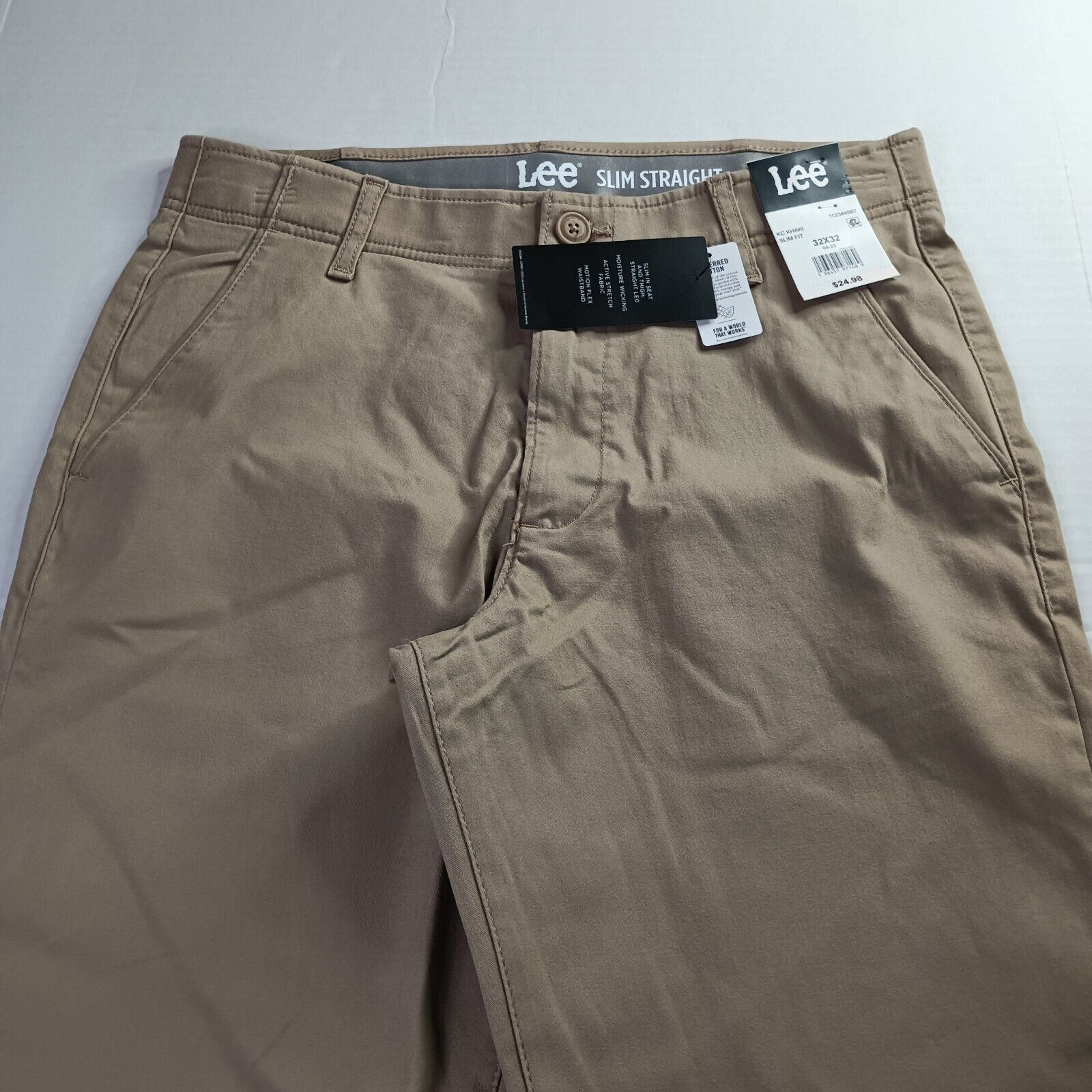 Lee Lee Chino Motion Flex Waistband Pants Men's 32x32 Khaki Slim Size US 32 / EU 48 - 4 Thumbnail