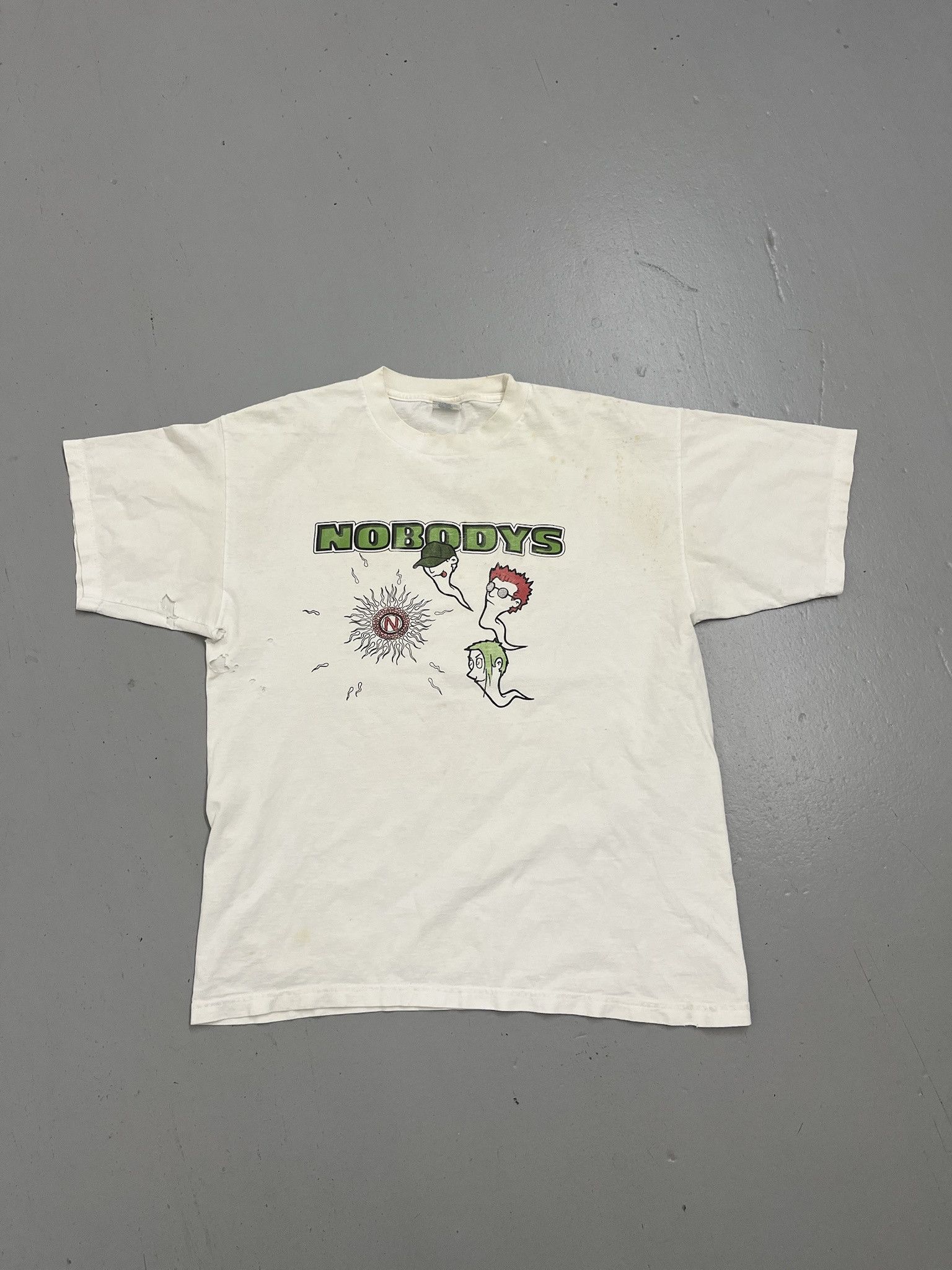 Vintage Vintage 2000s Rare Nobodys Sperm Pop Punk Band Distressed Tee Shirt Size XL Size US XL / EU 56 / 4 - 1 Thumbnail