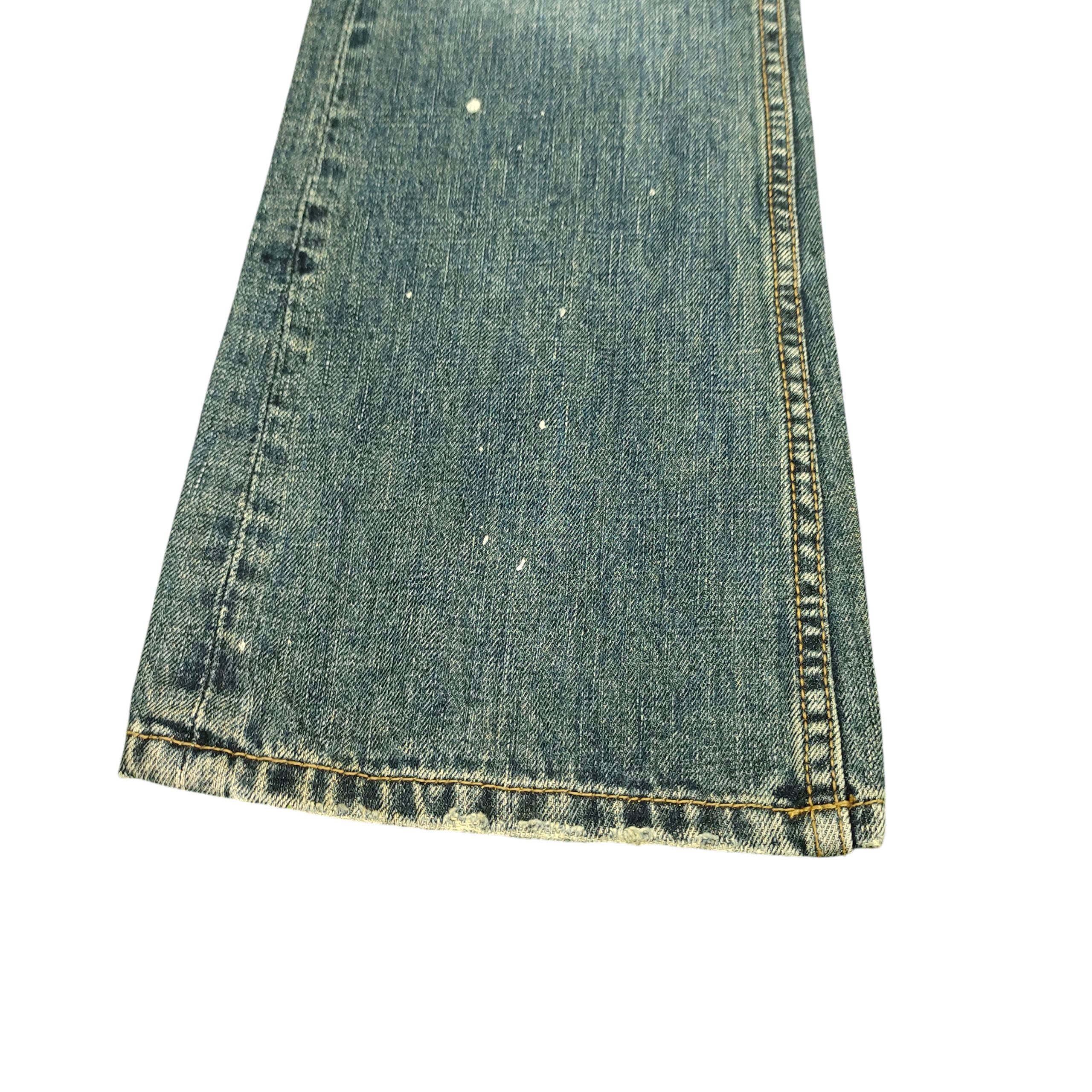Flare Jeans Back Number Patches Clawmark Distress Bootcut