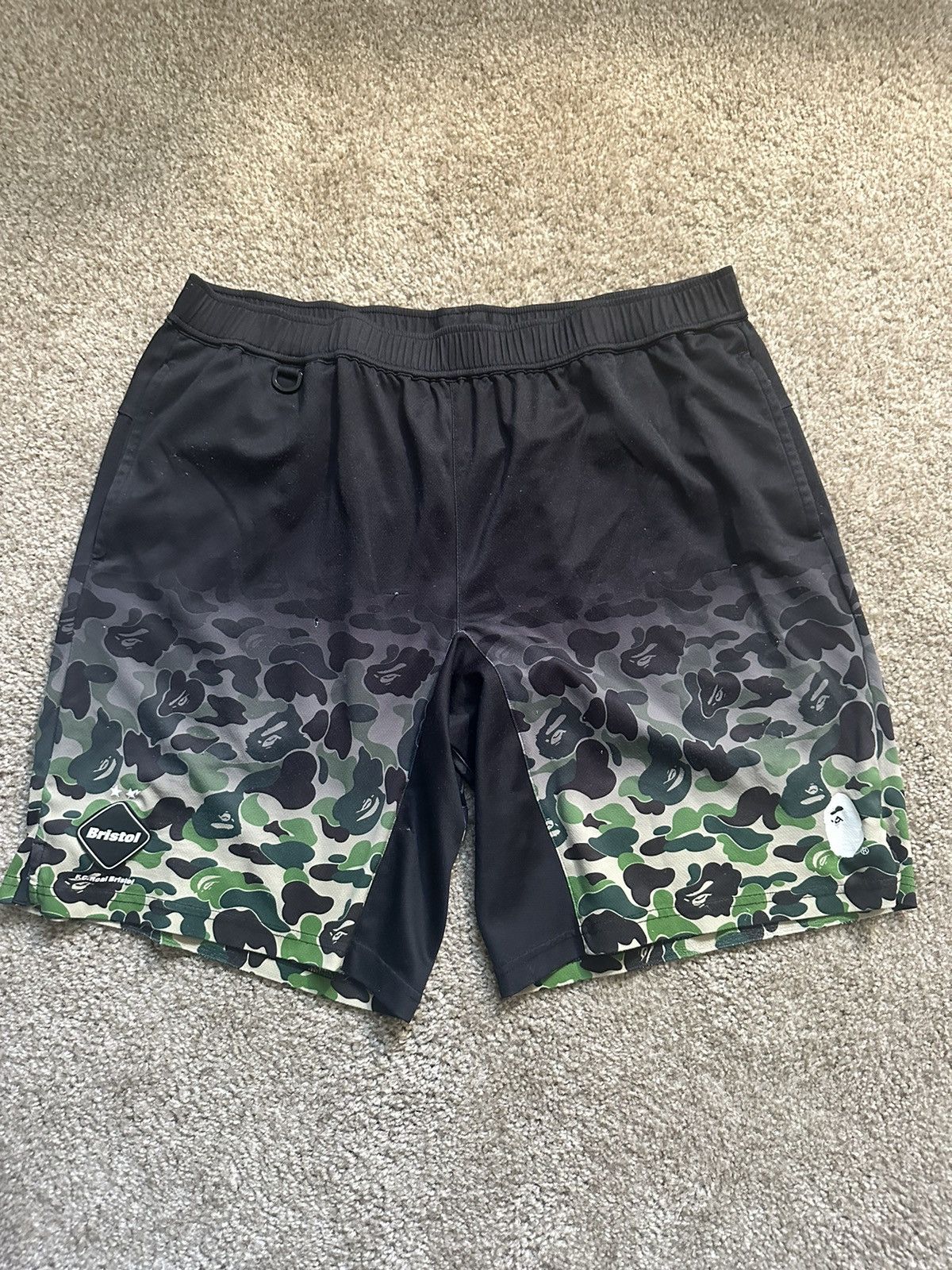 image of Bape X F.c.r.b. Game Shorts in Black, Men's (Size 38)