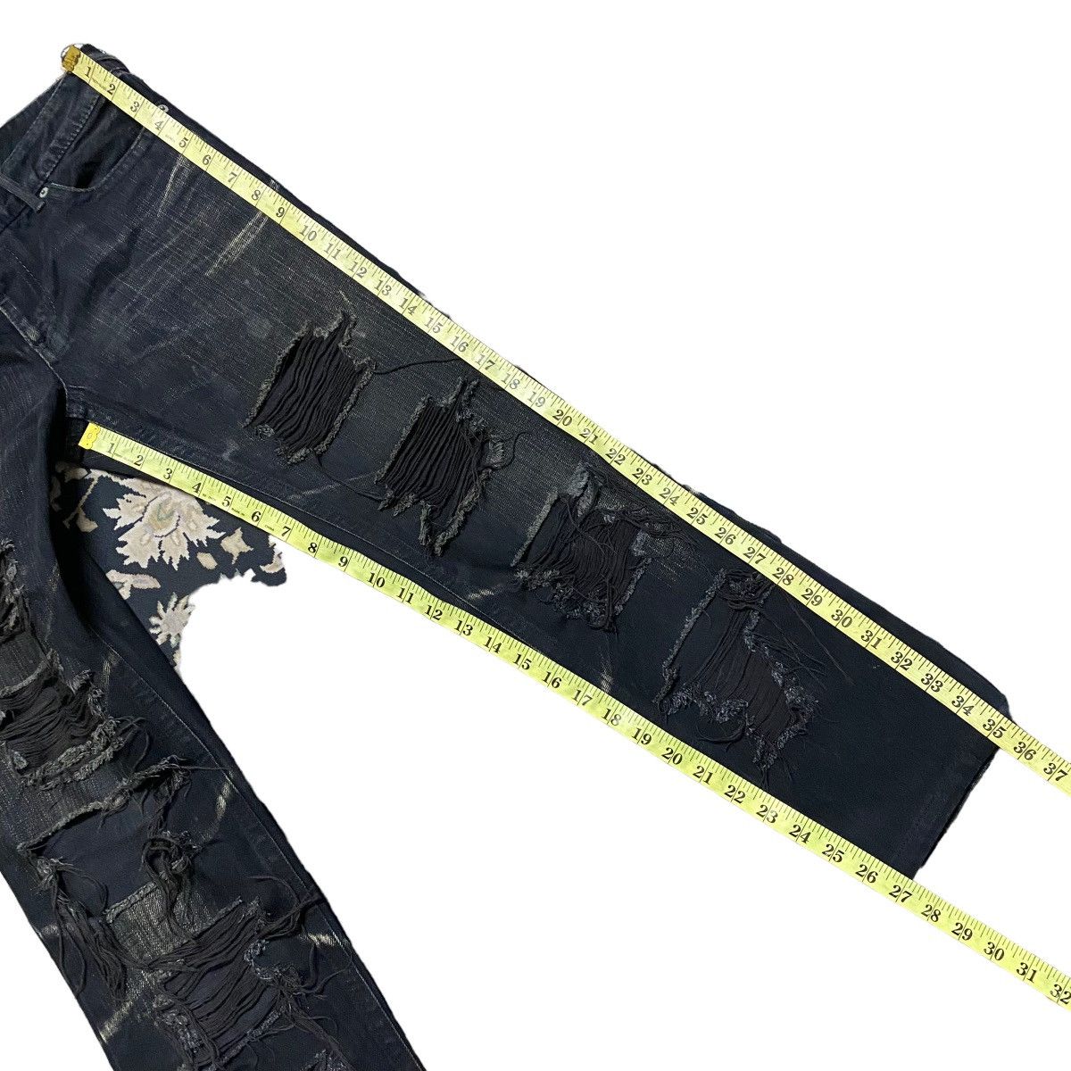 Tornado Mart Tornado Mart Black Denim Thrashed Jeans Size US 30 / EU 46 - 20 Thumbnail