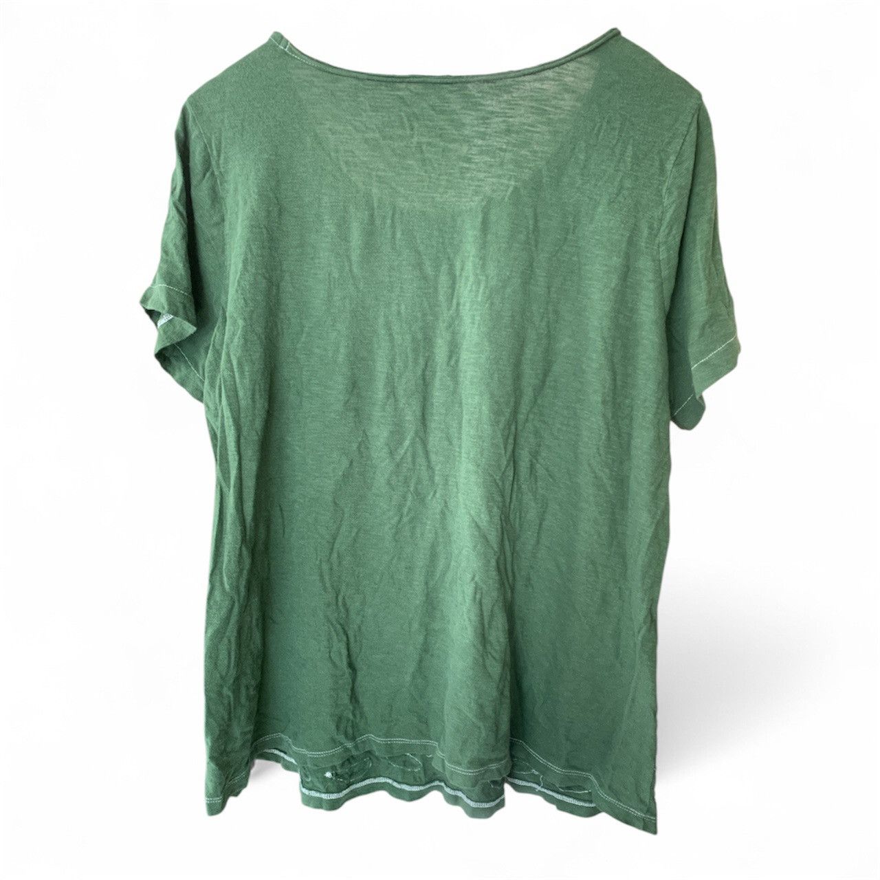 Lucky Brand Textured Design Forest Green T-shirt Size L / US 10 / IT 46 - 3 Thumbnail