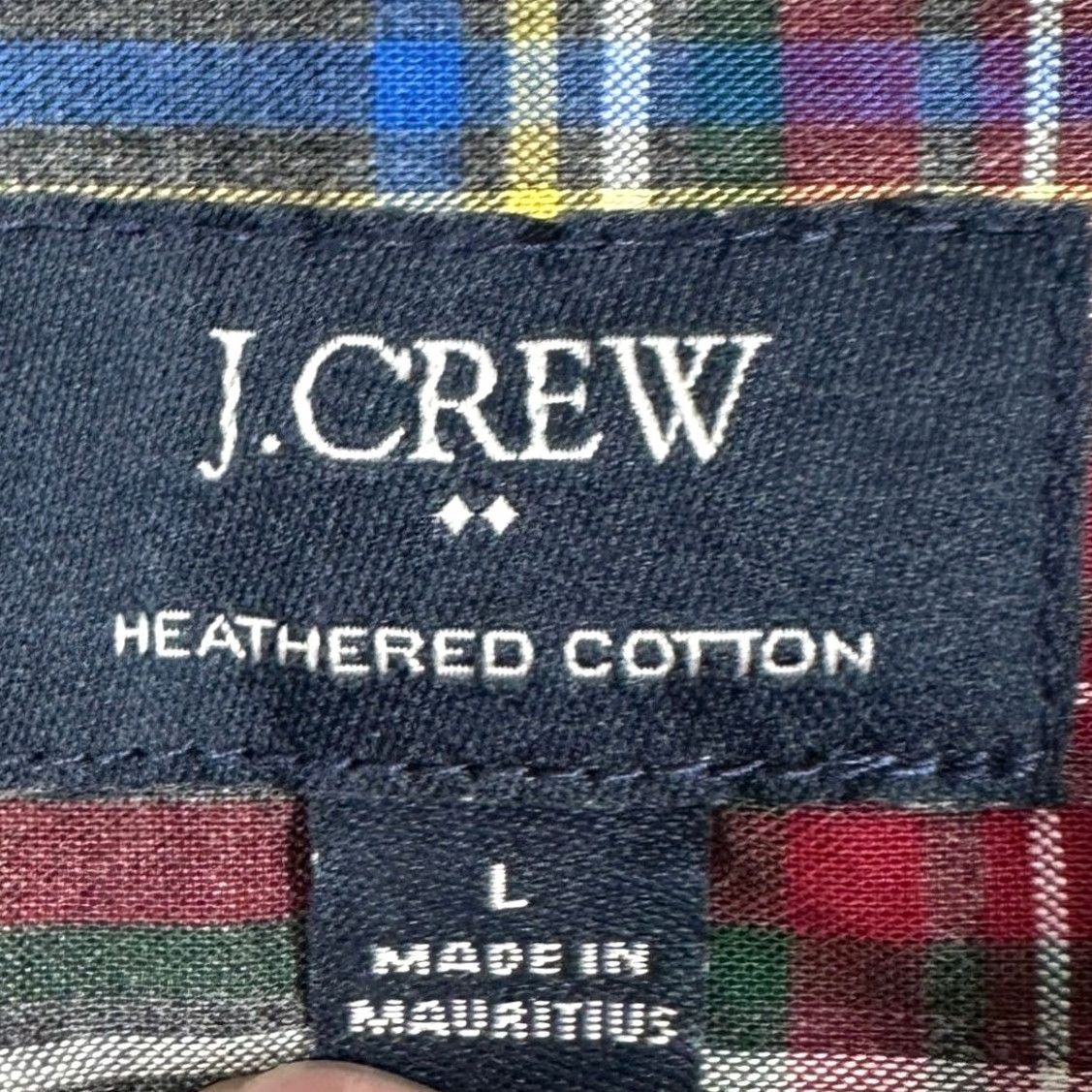 J.Crew J.Crew Button-Down Shirt Plaid Heathered Cotton Long Sleeve Mens Large Gray Red Navy Fall Spring Casual Pocket EUC Size US L / EU 52-54 / 3 - 4 Thumbnail