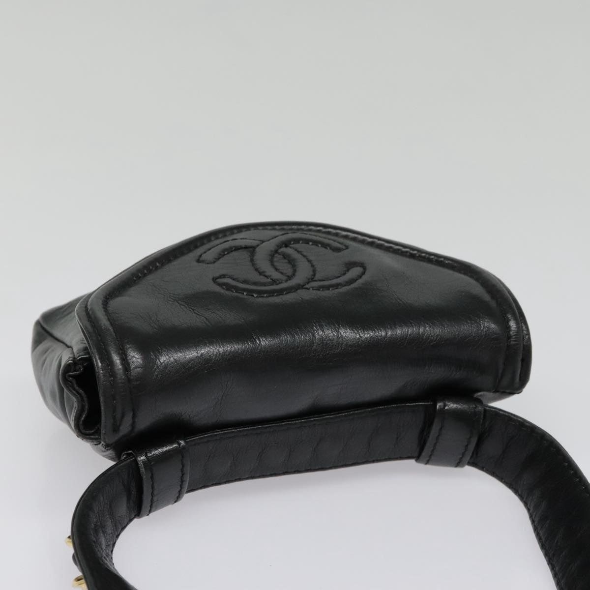 Chanel CHANEL Chain Waist Bag Lamb Skin Black Gold CC Size ONE SIZE - 6 Thumbnail