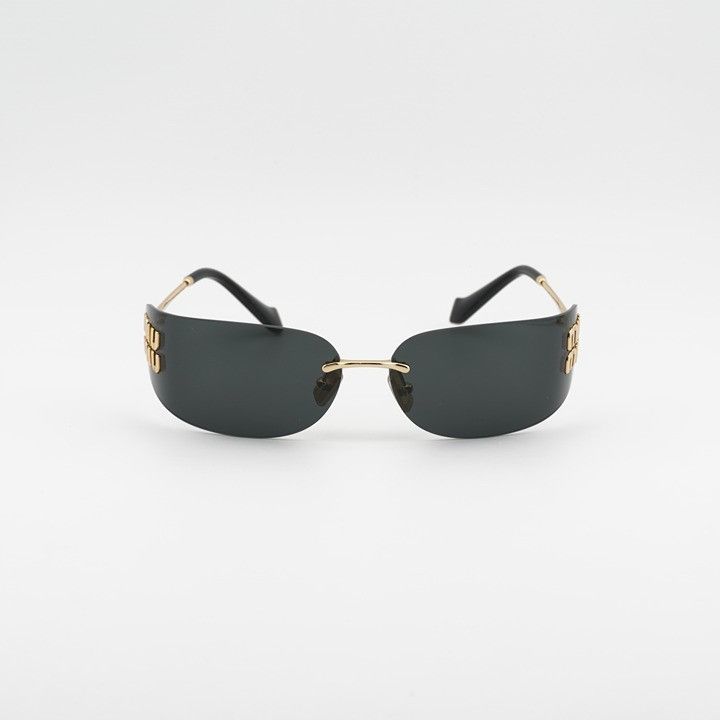 Miu Miu Miu Miu MUA51S 5AK5S0 Sunglasses Gold Rectangle Frame Size ONE SIZE - 2 Thumbnail
