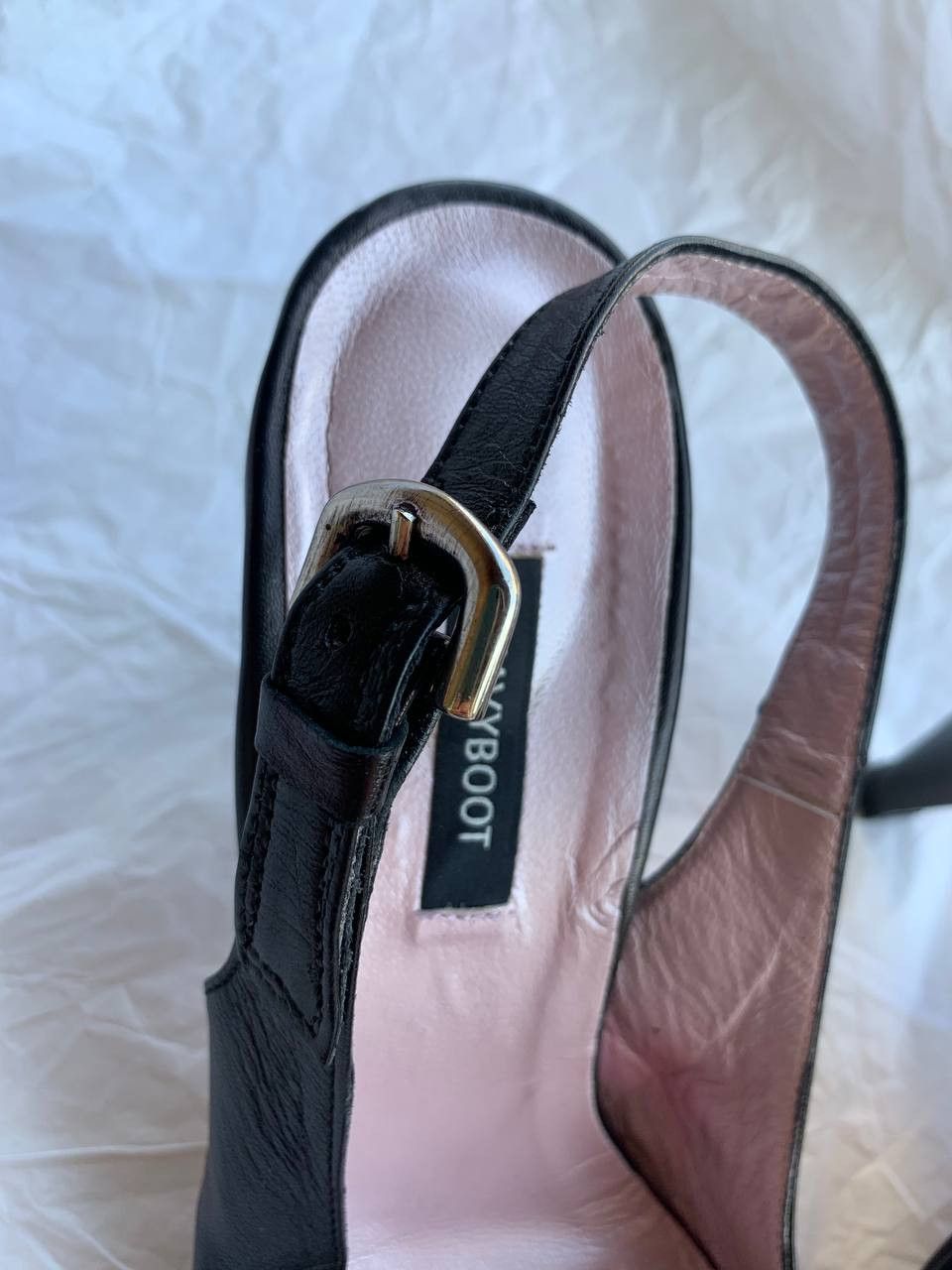 NAVYBOOT Navyboot black leather vintage slingback heels Size US 7 / IT 37 - 3 Thumbnail