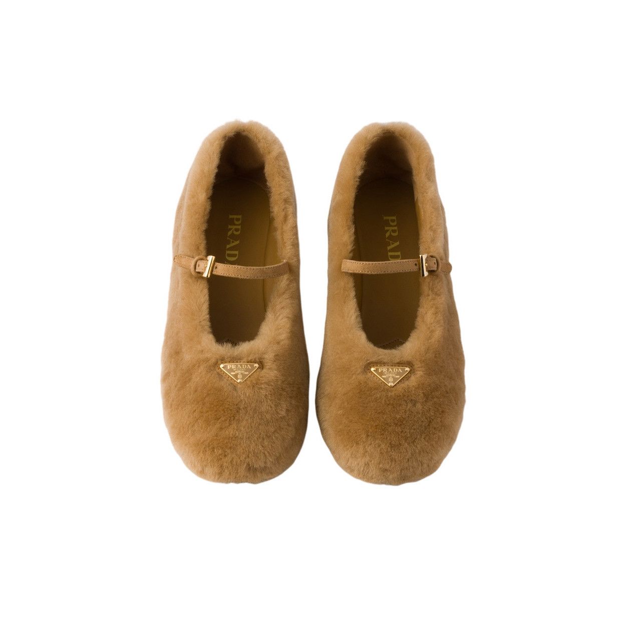 Prada PRADA $1150 Caramel Shearling Ballerinas New & Authentic (Wo Size US 8 / IT 38 - 3 Thumbnail