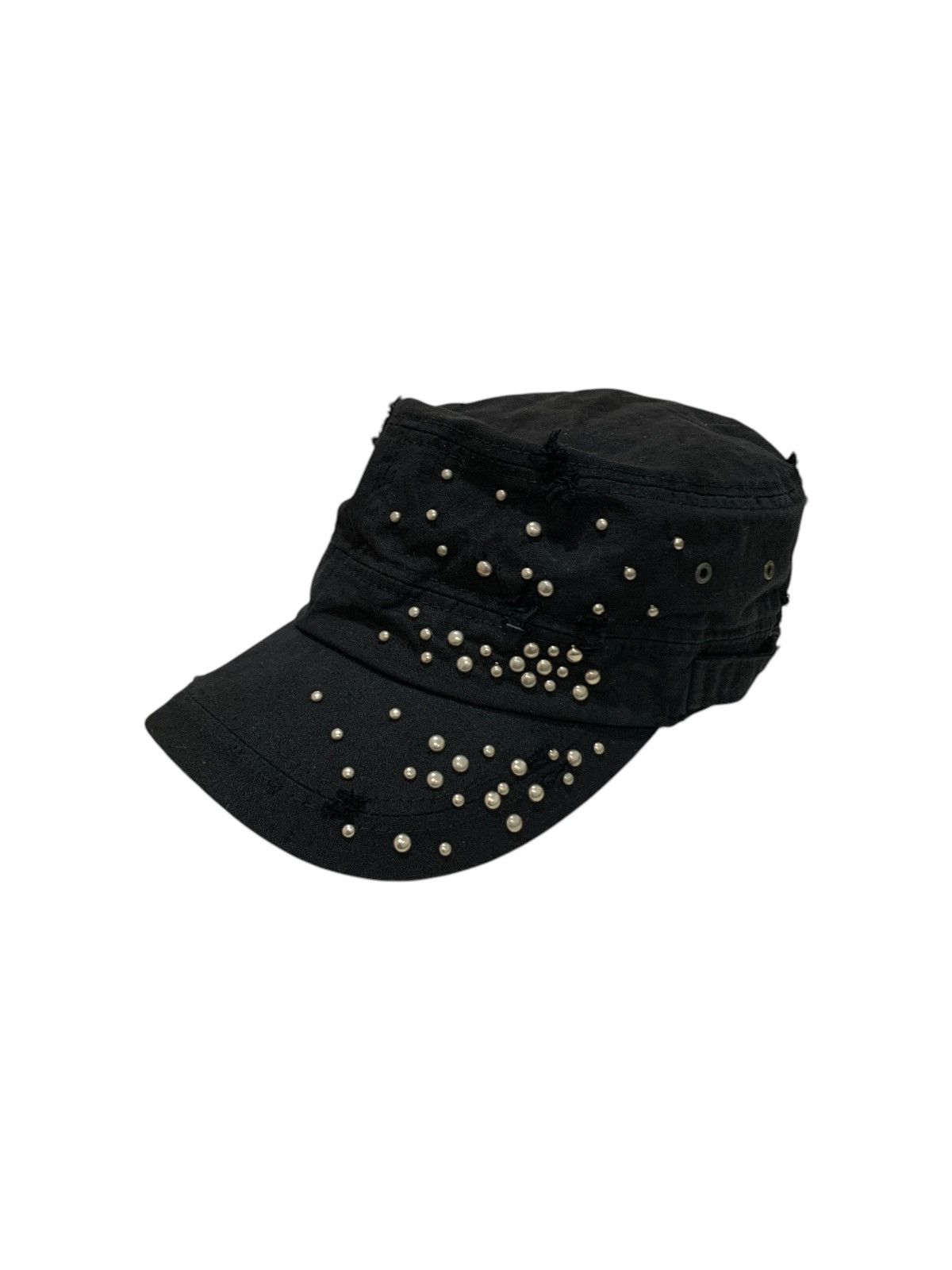 Japanese Brand 2000s Vintage Studded Sun Faded Distressed Cadet Hat Size ONE SIZE - 3 Thumbnail