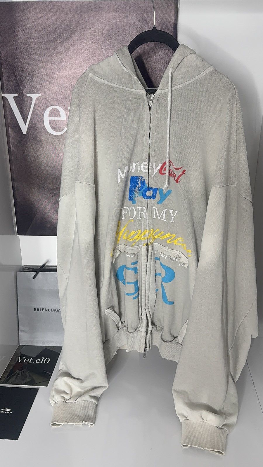 PROJECT G/R ✅ Project G/R PayPal Washed Grey Zip hoodie Distressed 2 Size US L / EU 52-54 / 3 - 1 Thumbnail