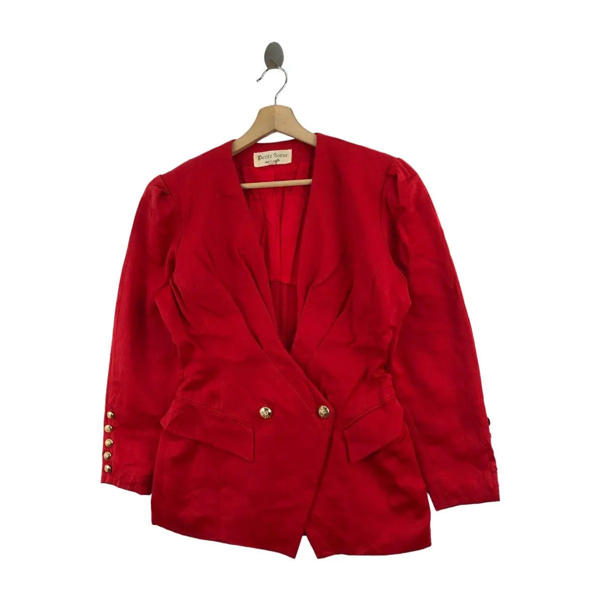 Vintage Vtg 90’ ANNIE NOELLE Petite Soeur Gold Button Coat Tweed Size S / US 4 / IT 40 - 4 Thumbnail