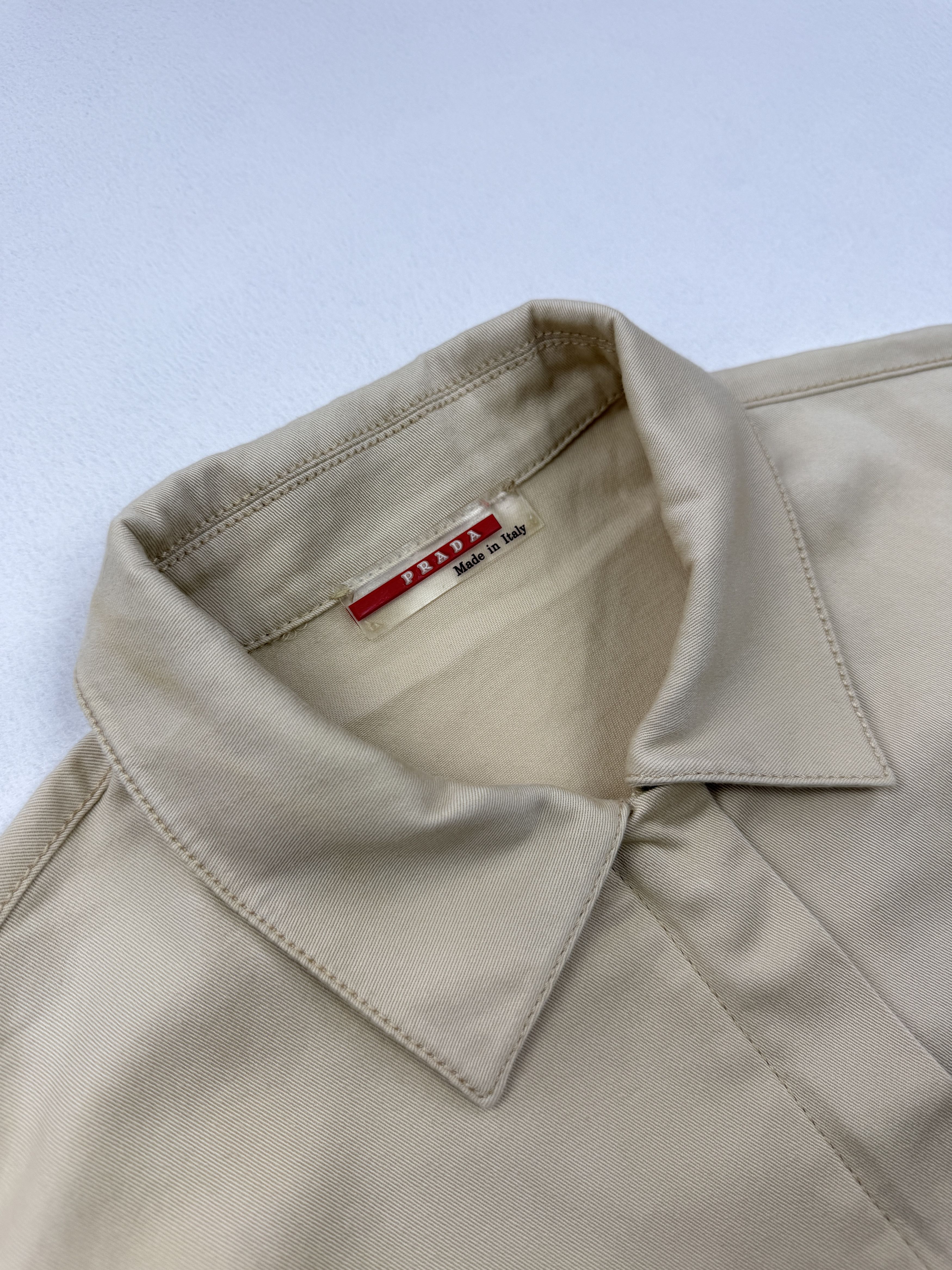 Prada Vintage 00s Prada Beige Full Zip Blazer Shirt Size L / US 10 / IT 46 - 7 Thumbnail