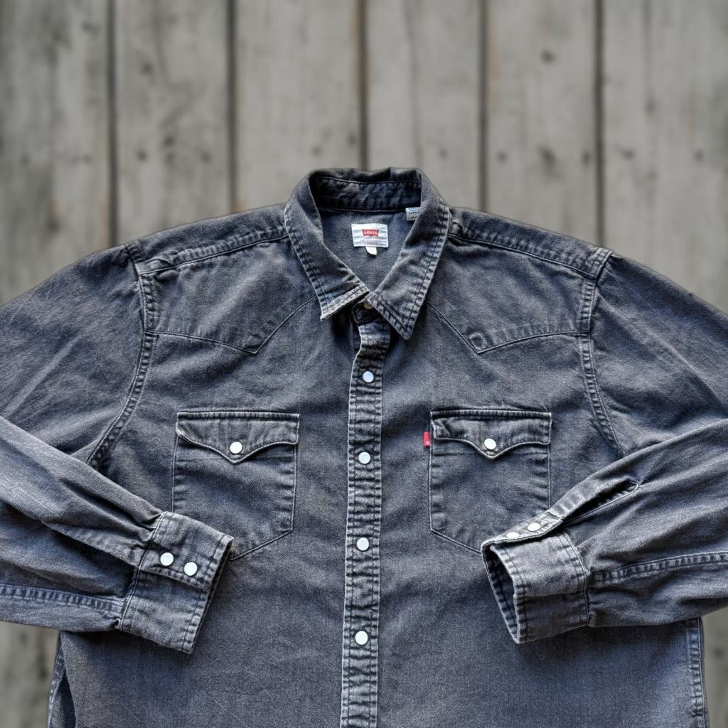 Levi's Men's Denim Shirt 2XL Black Western Cowboy Casual Workwear