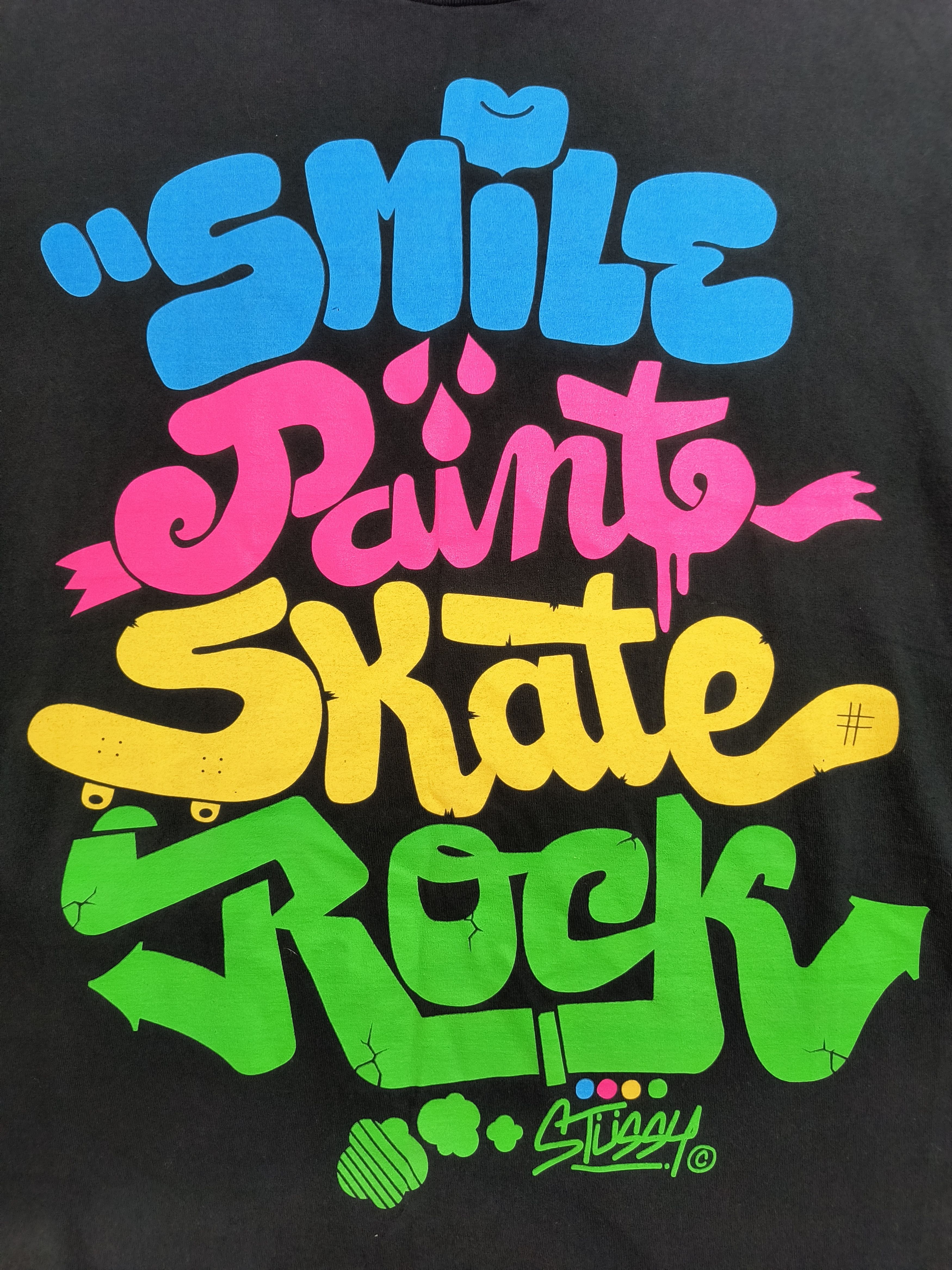 Stussy Vintage Y2K Stussy smile paint skate rock tee Size US XL / EU 56 / 4 - 1 Thumbnail