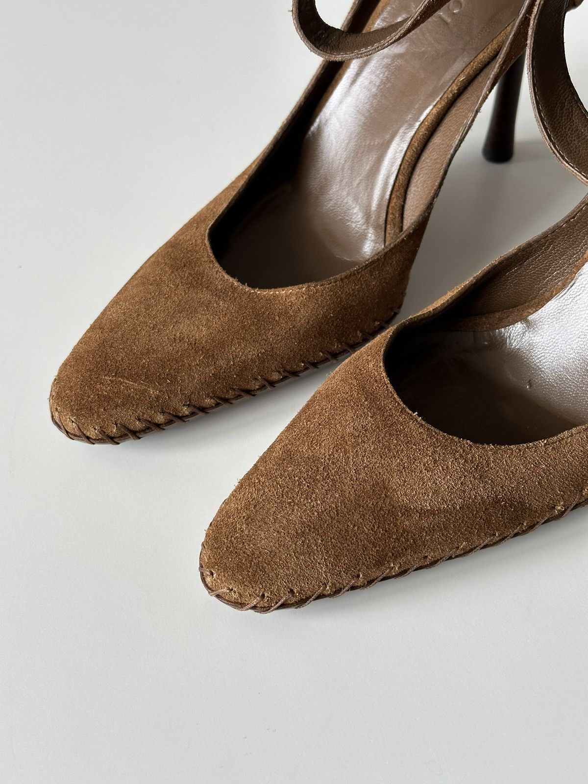 Gucci Gucci Suede Ankle Cuff Pointed Toe Brown D'orsay Pumps Heels Size US 6 / IT 36 - 3 Thumbnail
