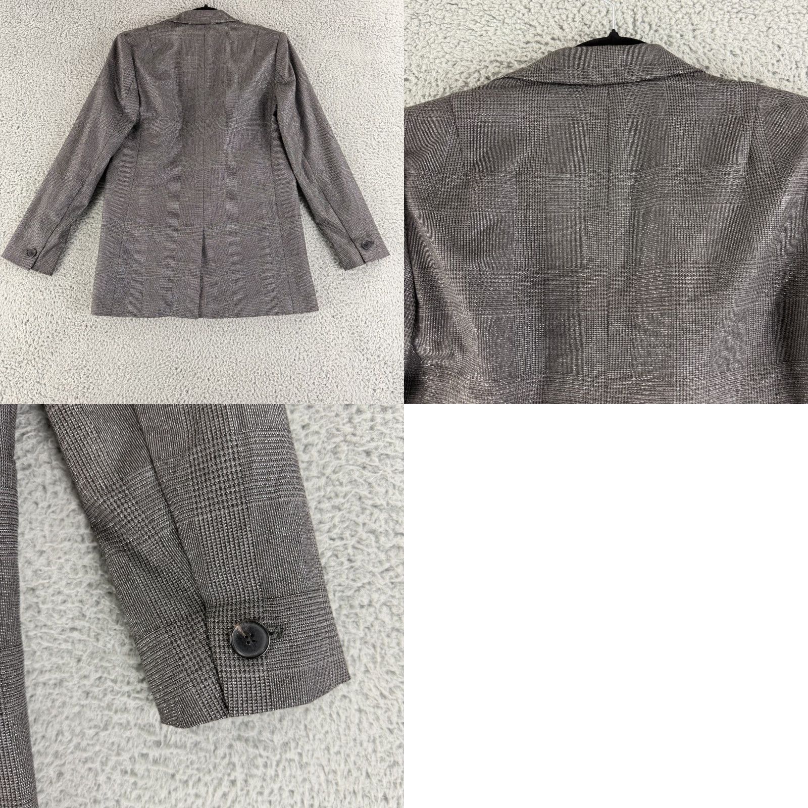 Allsaints AllSaints Isla Shimmer Check Blazer Jacket Womens Size 4 Gray Double Breasted LS Size S / US 4 / IT 40 - 9 Thumbnail