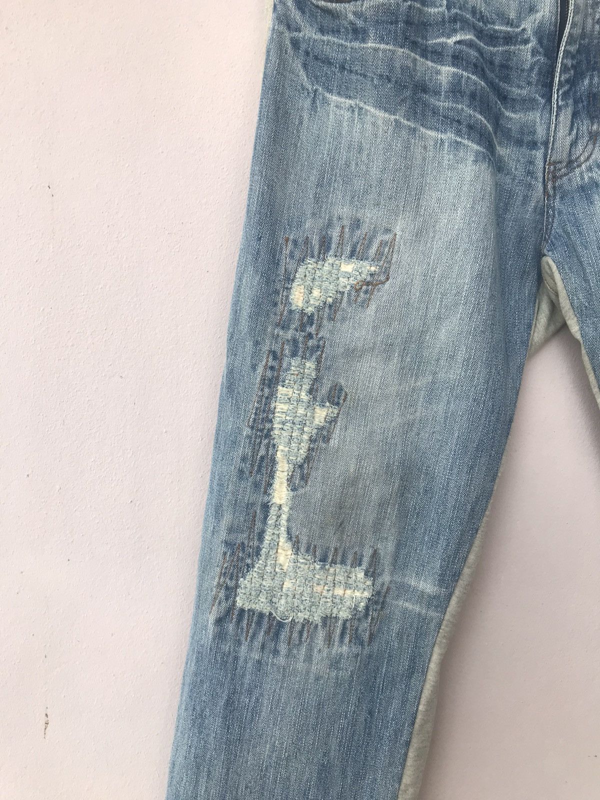 Vintage Gumu International Japan Distressed Hybrid Paint Denim Size US 34 / EU 50 - 3 Thumbnail