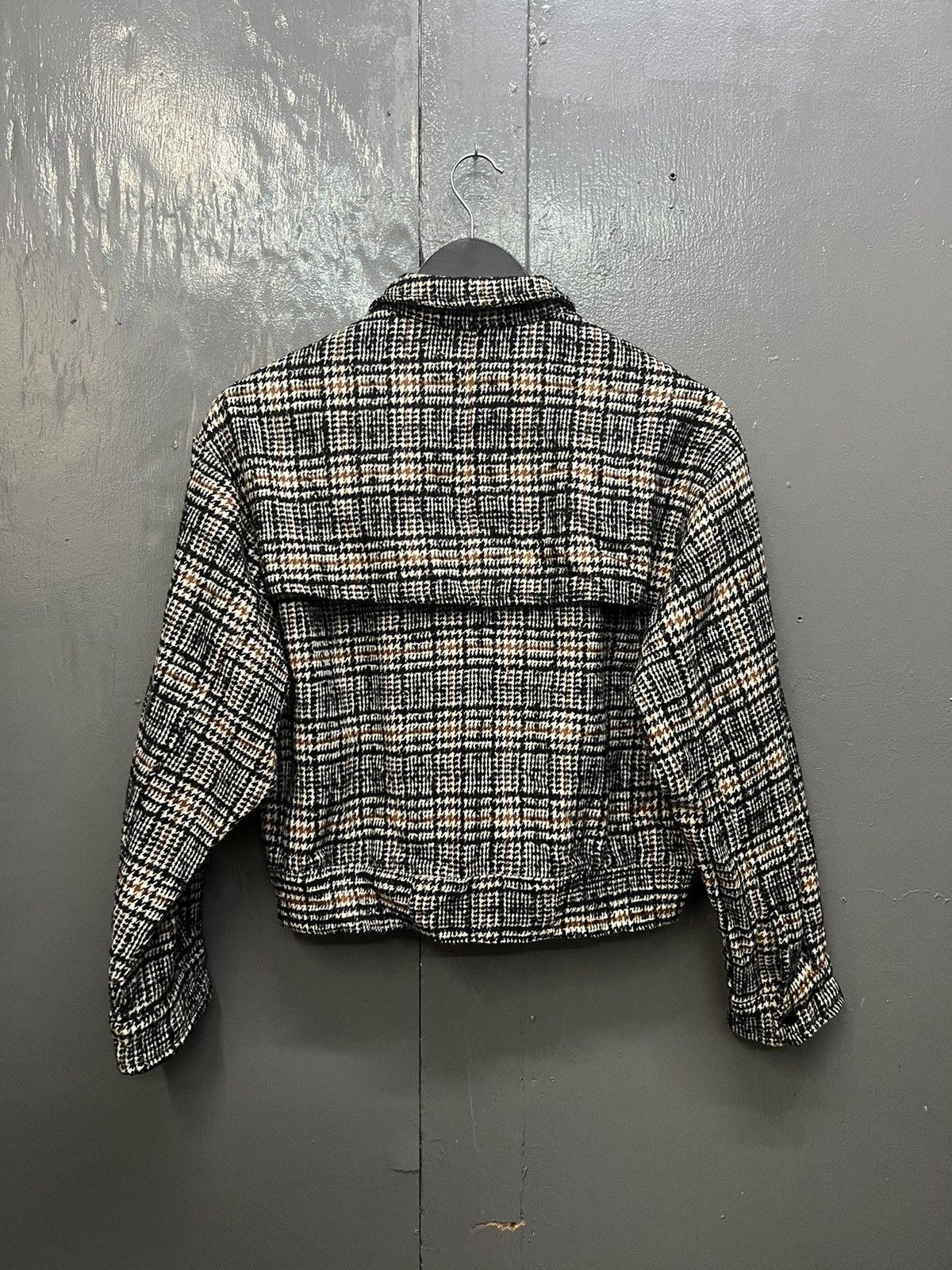 Japanese Brand Wool Plaid Crop Snap On Button Jacket Size M / US 6-8 / IT 42-44 - 4 Thumbnail