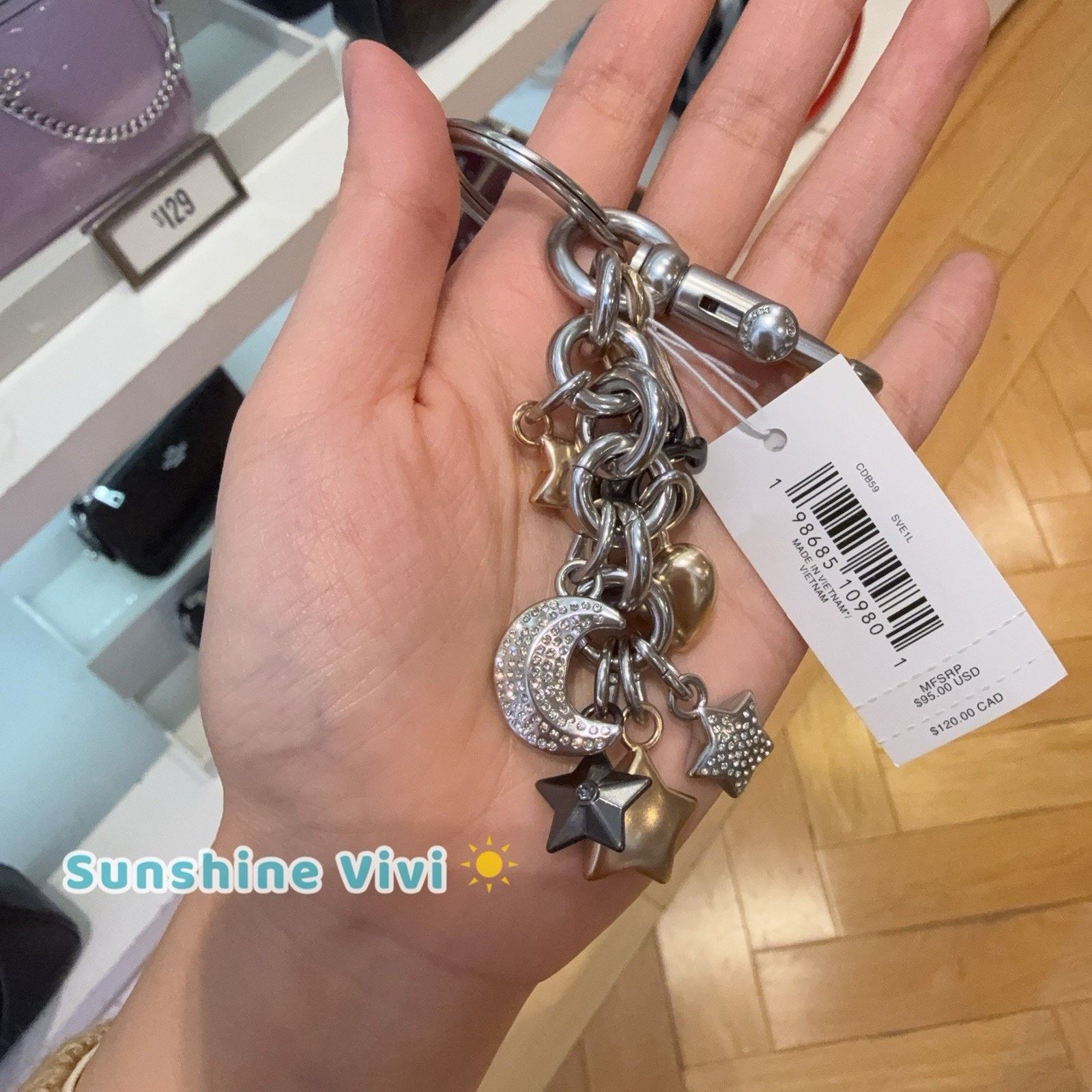Coach NWT Coach Star Moon Cluster Bag Charm CDB59 Keychain Silver Size ONE SIZE - 1 Thumbnail
