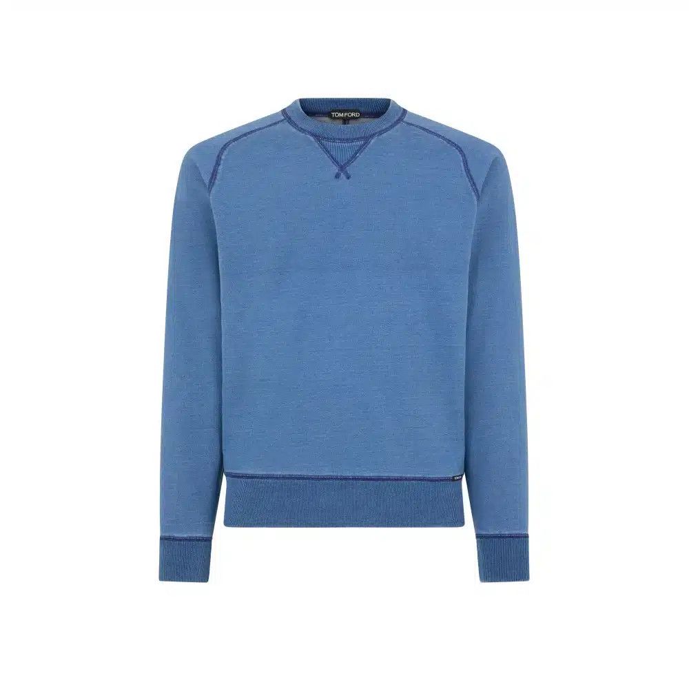 Tom Ford o1loc1c0925 JCL022 Stretch Cotton Sweatshirt in Blue Size US XXL / EU 58 / 5 - 1 Thumbnail