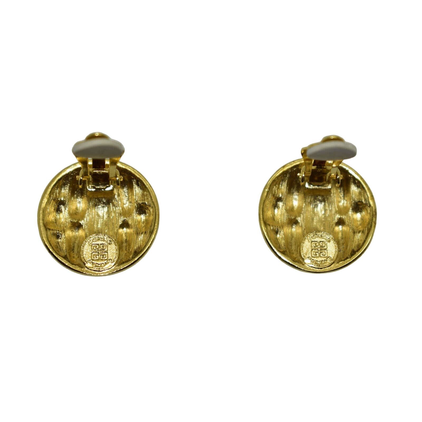 Givenchy A8 Auth GIVENCHY Vintage Goldtone Logo Round Clipon Earrings Size ONE SIZE - 4 Thumbnail