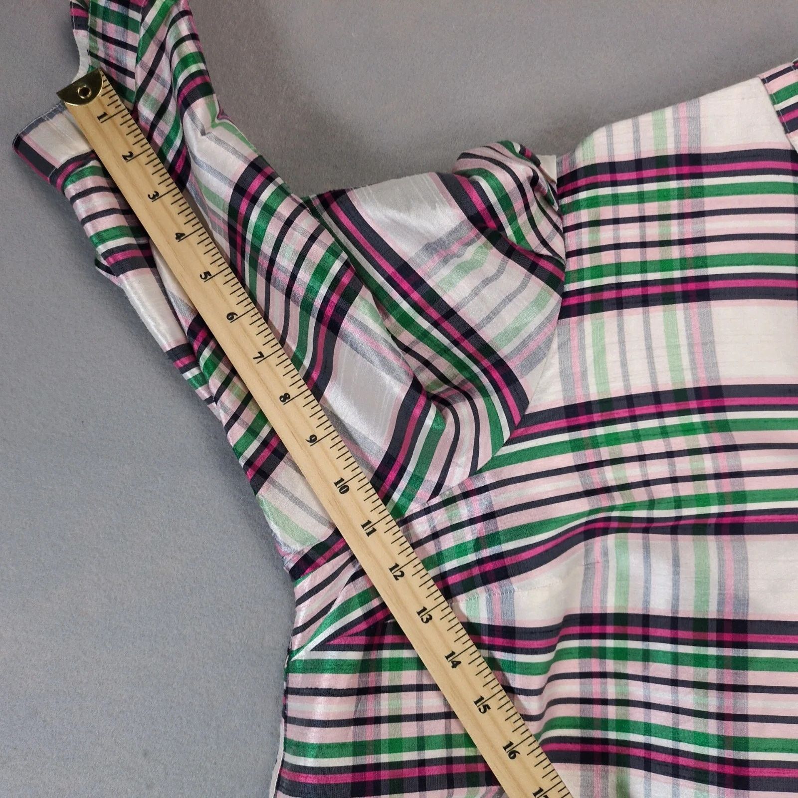 Other Crown & Ivy Opalescent Pink Plaid Blouse Balloon Sleeves 3X Size 3XL / US 20-22 - 5 Thumbnail