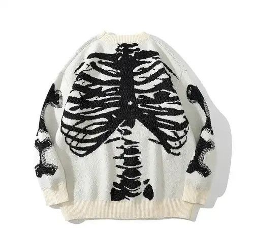 Japanese Brand Oversized Skeleton Bone Printed Knitted Sweaters Size US L / EU 52-54 / 3 - 3 Thumbnail