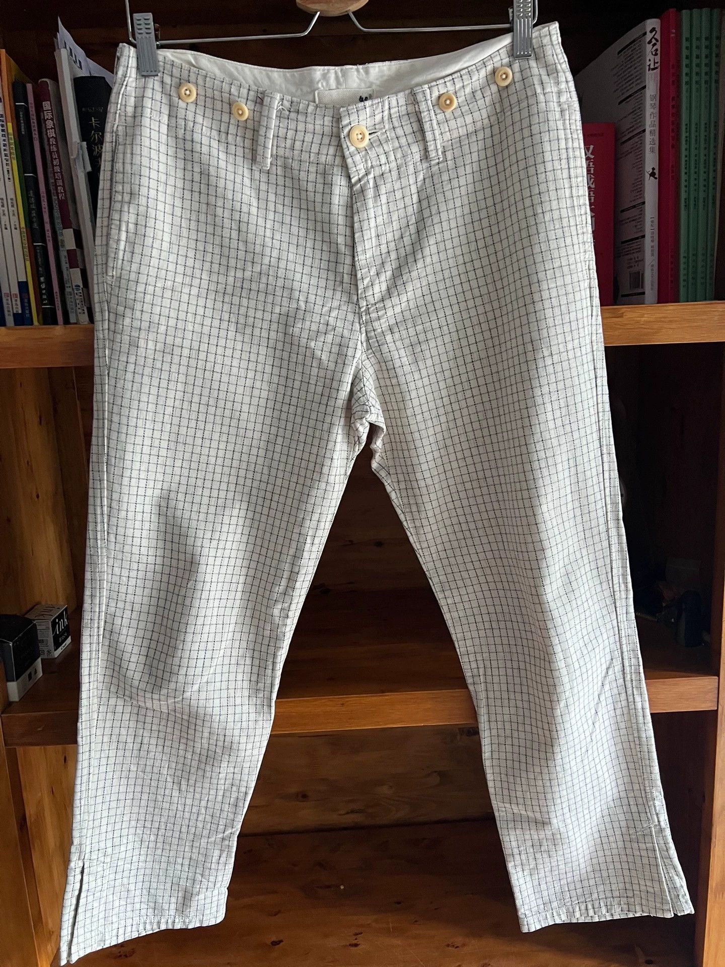 45rpm 45r Japan Suspenders Plaid 9/10 Pants White Size4 LikeNew Size US 34 / EU 50 - 2 Thumbnail