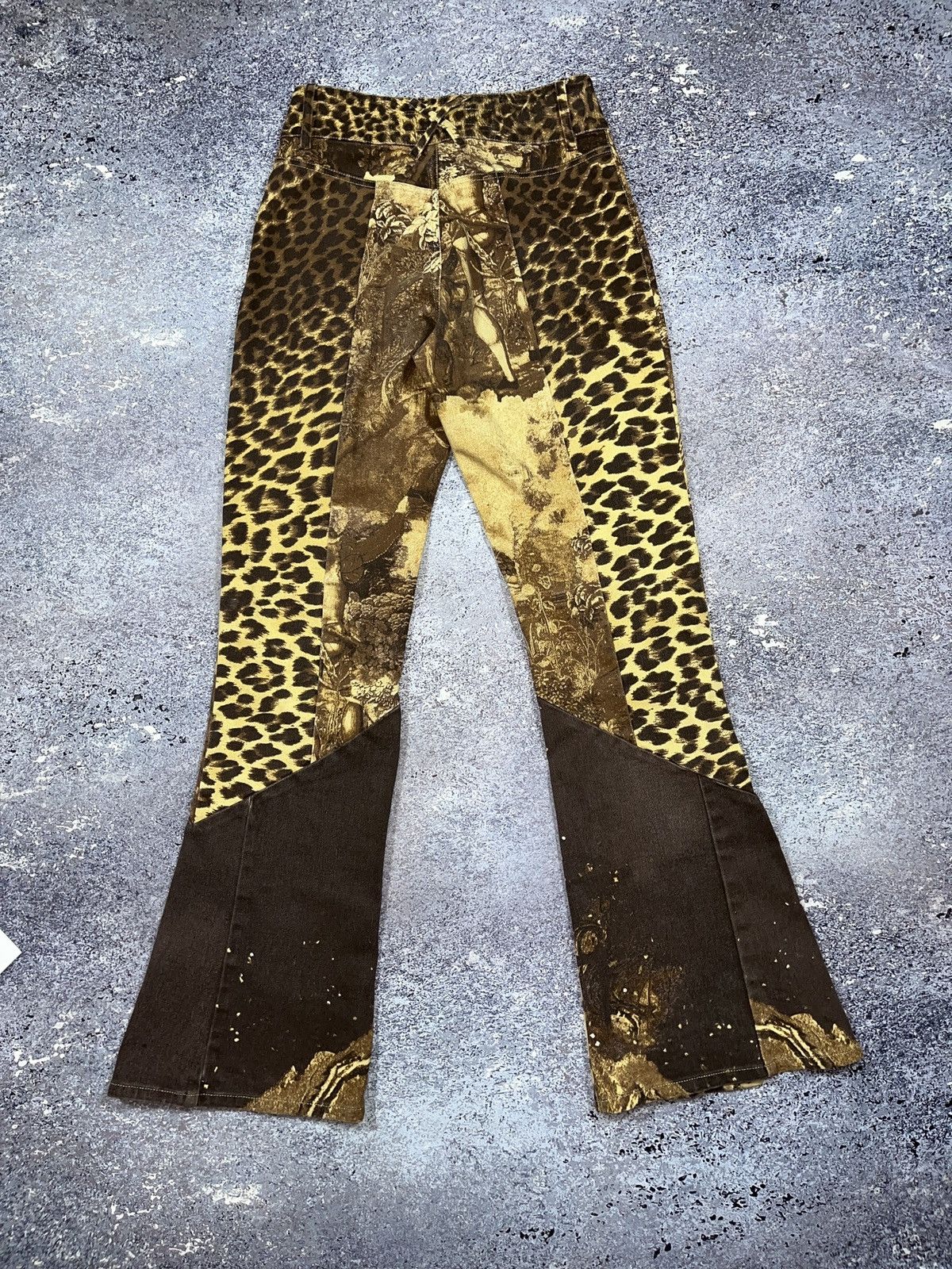 Japanese Brand Y2k Robeto Cavalli style Baroque Art Flared Denim Pants Size 27" / US 4 / IT 40 - 9 Thumbnail