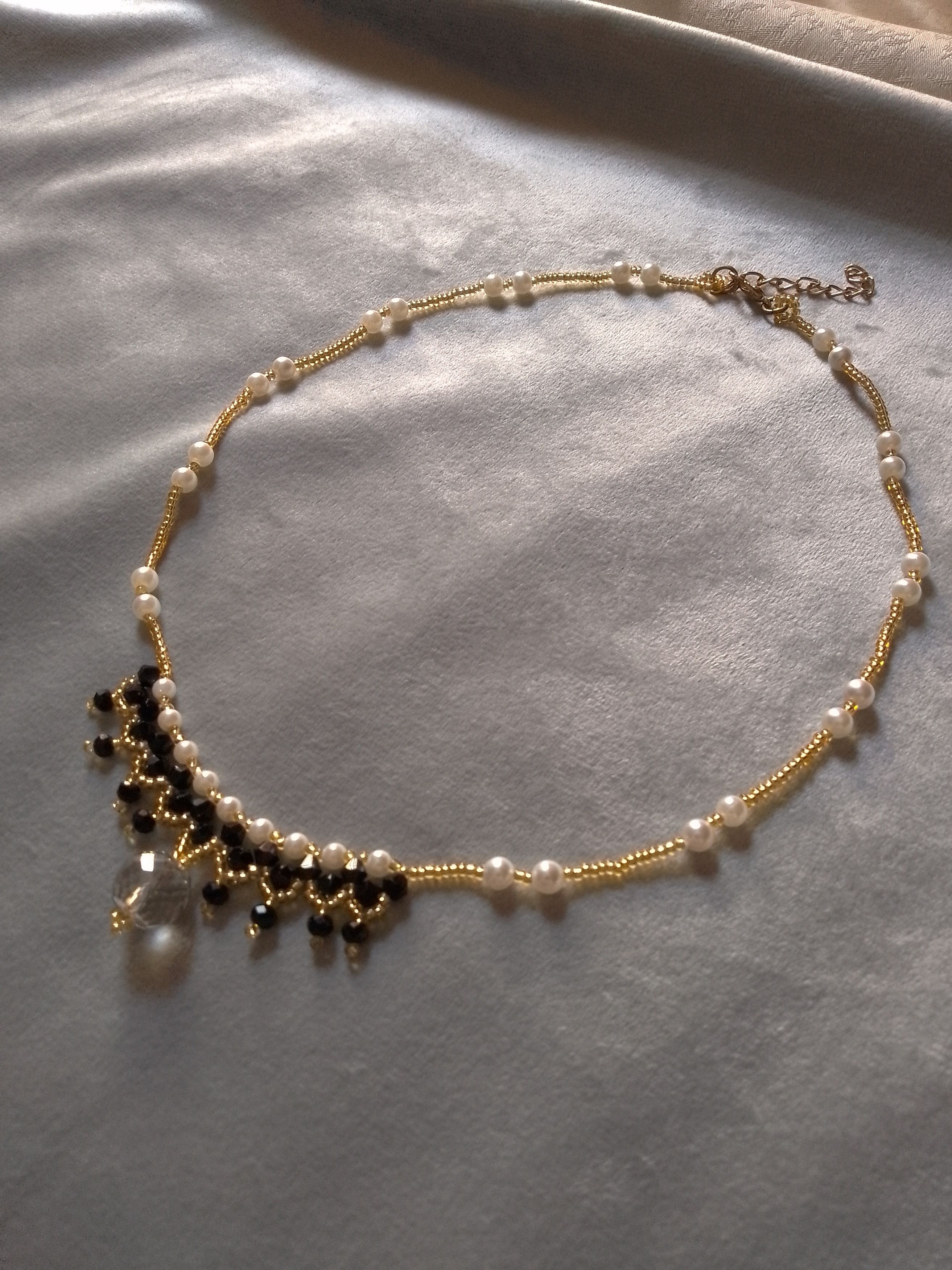 Other Golden Black Necklace with Swarovski crystal pendant Size ONE SIZE - 2 Thumbnail