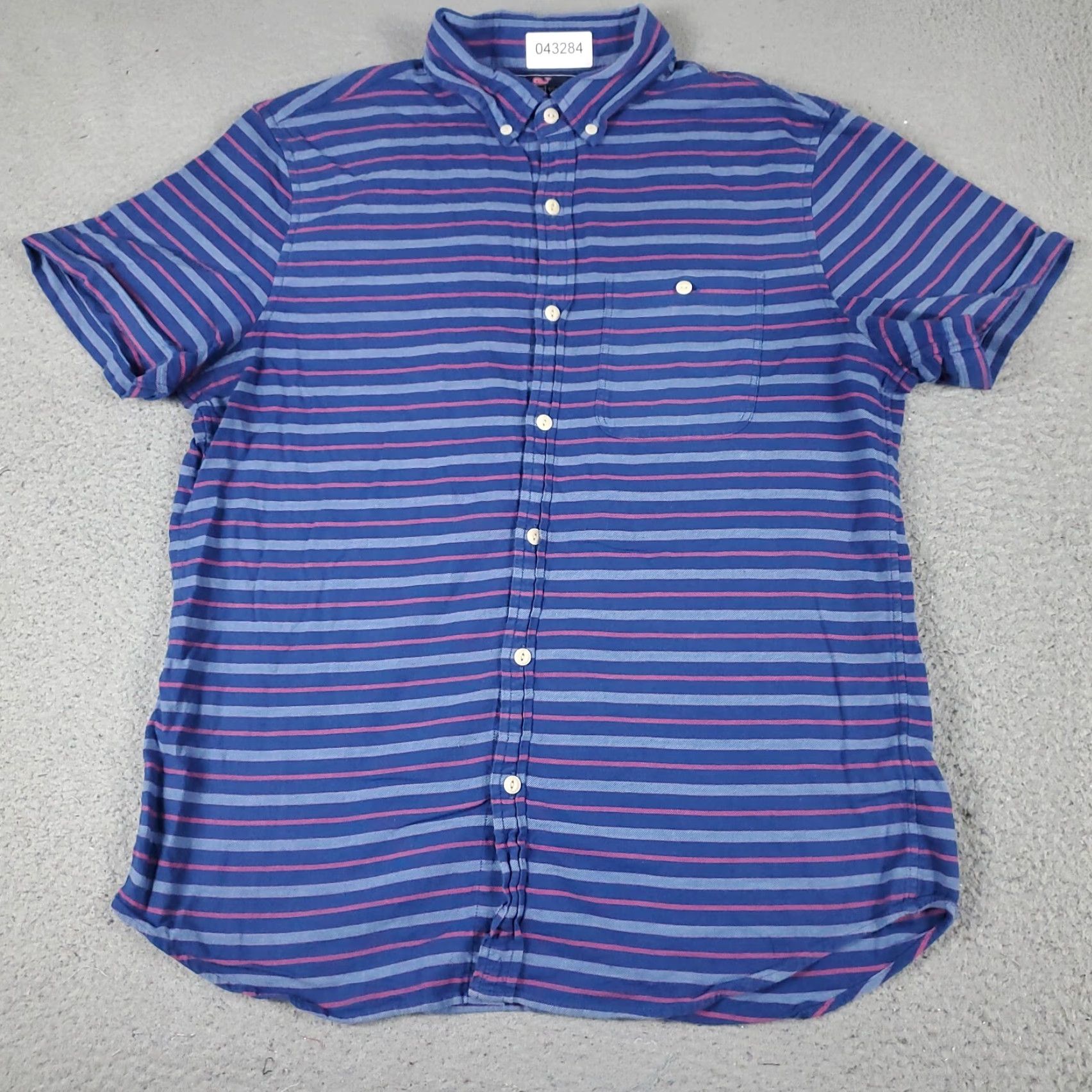 Vineyard Vines Vineyard Vines Shirt Mens Medium Blue Striped Whale Button-Down Short Sleeve Cotton Classic Preppy American Mens Size US M / EU 48-50 / 2 - 2 Thumbnail