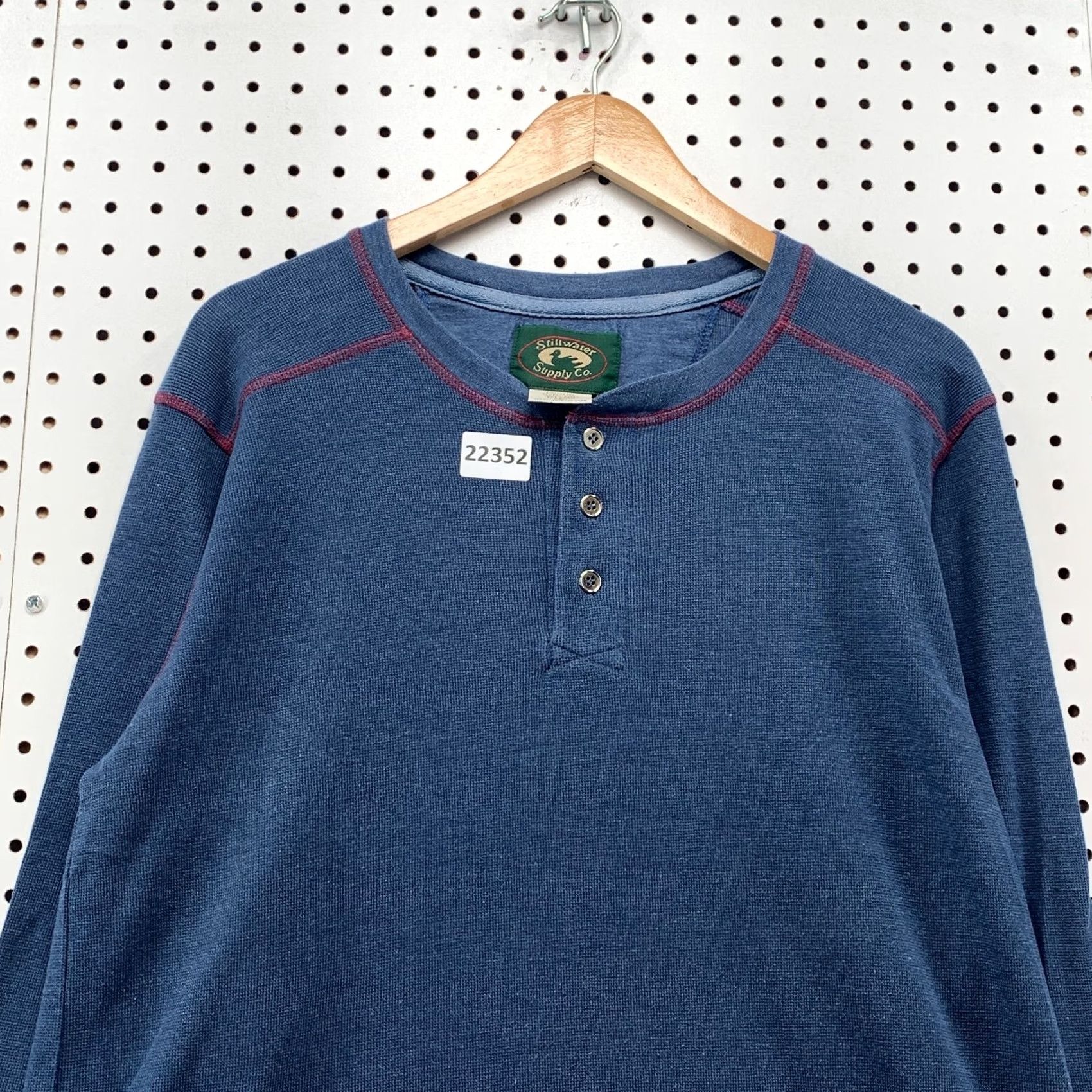 Vintage Stillwater Supply Co Henley Shirt Large Blue Long Sleeve Button Mens 21.5x30 Size US L / EU 52-54 / 3 - 5 Thumbnail