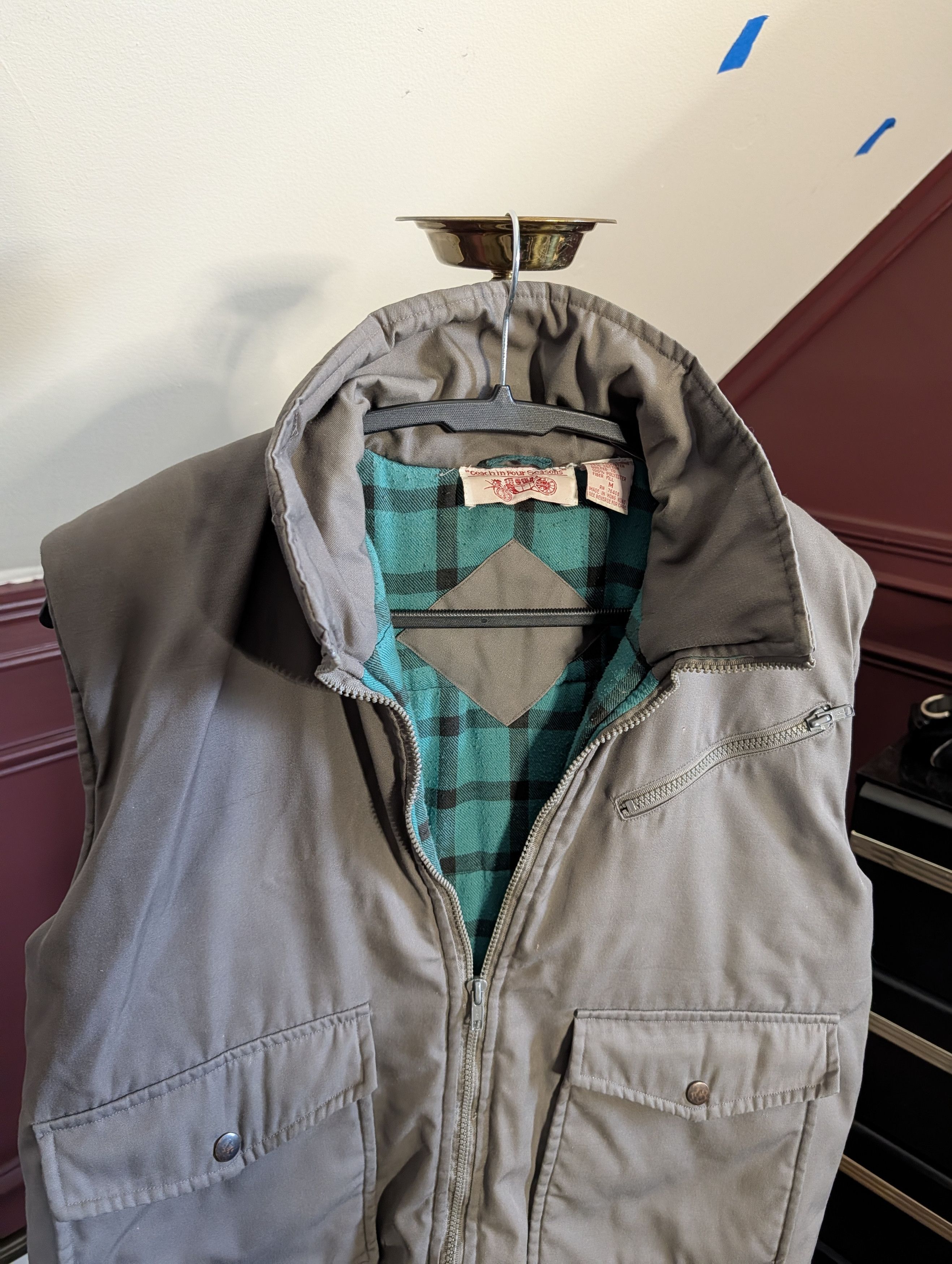 Other COACH IN FOUR SEASONS Vtg flannel lined zip-up vest Size US M / EU 48-50 / 2 - 2 Thumbnail