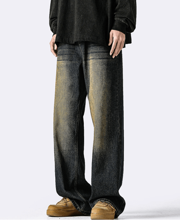 Japanese Brand Retro distressed washed street loose straight casual jeans Size US 32 / EU 48 - 3 Thumbnail