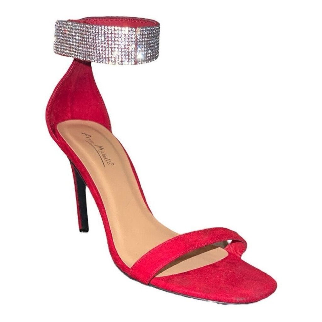 Other Anne Michelle Red Sandal Heels with Sparkly Ankle Strap Size US 9 / IT 39 - 1 Thumbnail
