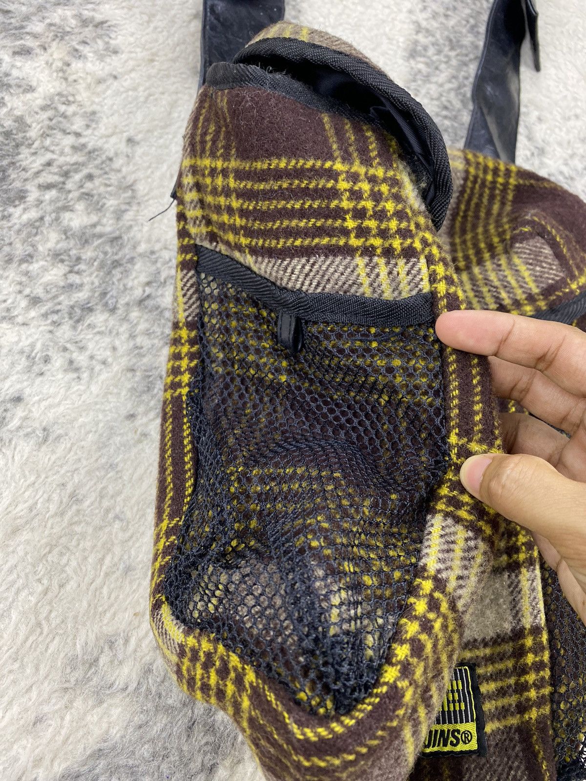 Japanese Brand × Seditionaries 🔥RARE🔥 ALGONQUINS Yellow Tartan Cross Body Bag Wool+Leather Size ONE SIZE - 5 Thumbnail