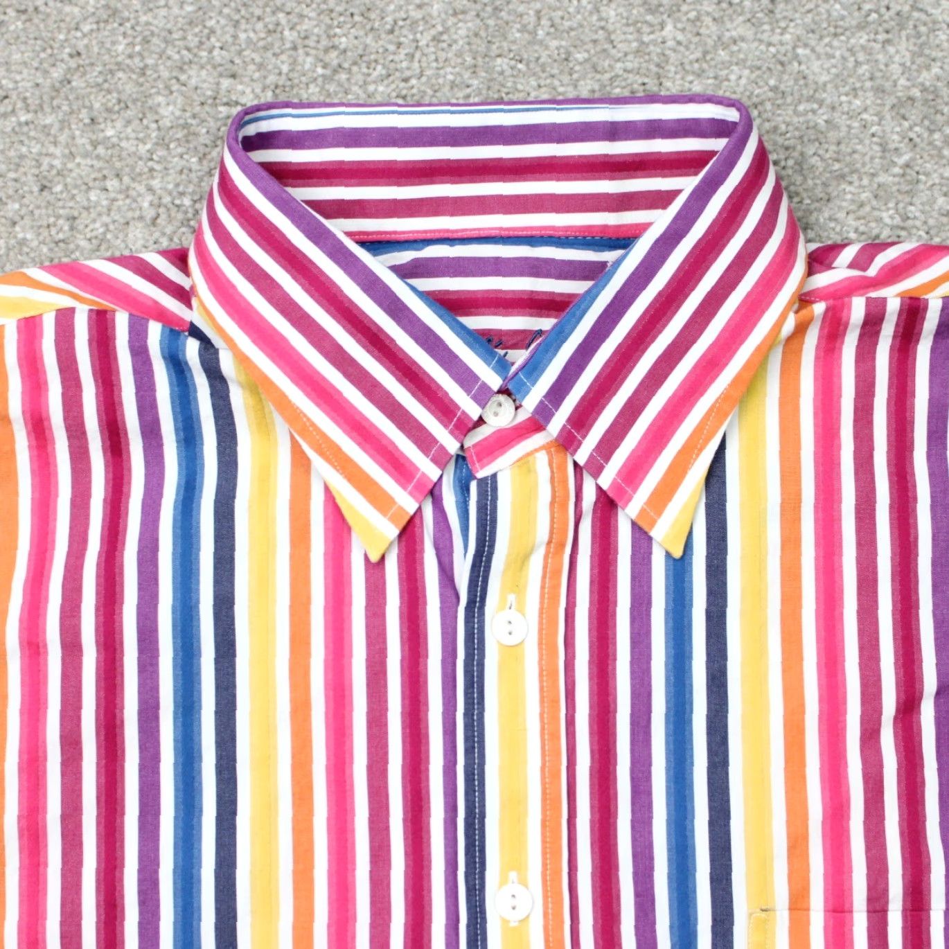 BUGATCHI Bugatchi Uomo Shirt Mens 2XL Striped Cotton Long Sleeve Red Pink Yellow Button-Up Casual Business Size US XXL / EU 58 / 5 - 3 Thumbnail