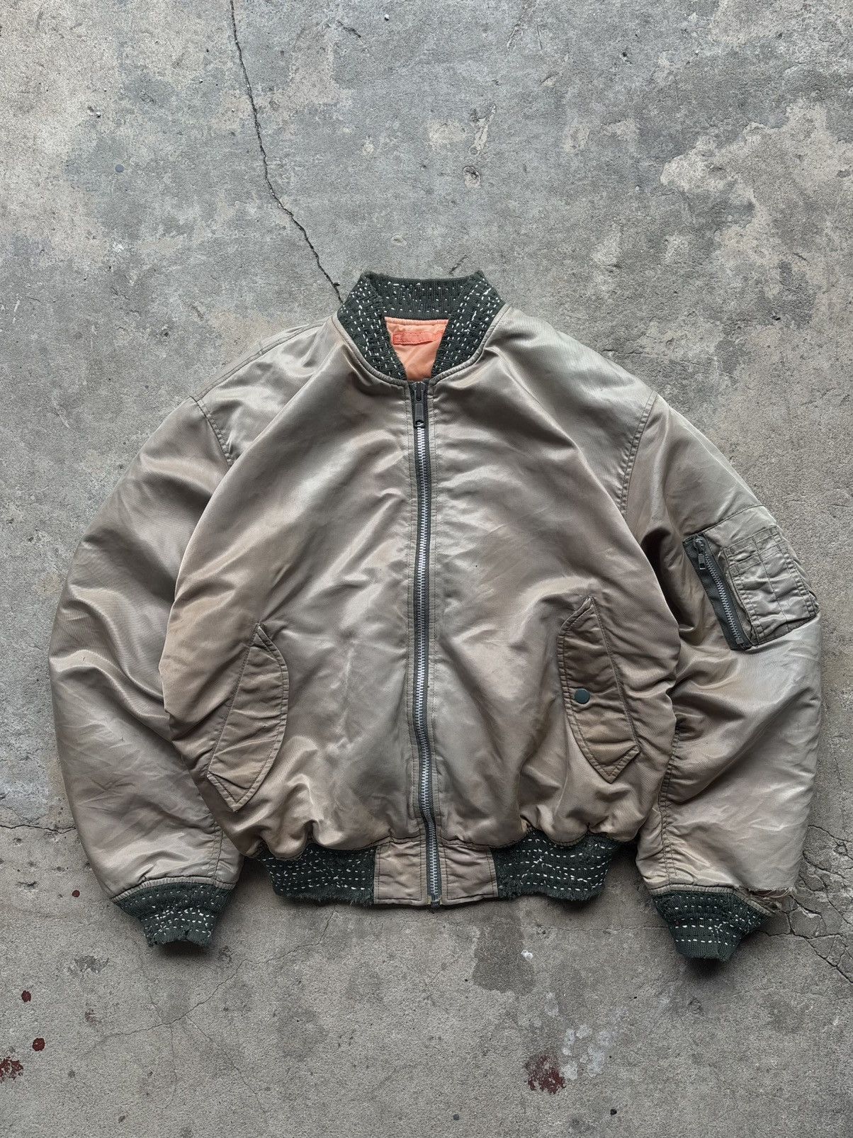 Other Distressed!! Sashiko MA-1 Bomber Flight Jacket 1 of 1 Size US XL / EU 56 / 4 - 2 Thumbnail