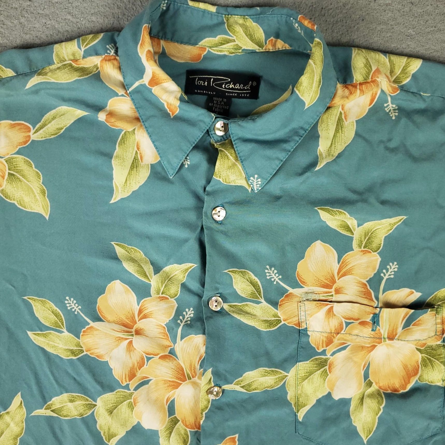 Tori Richard Tori Richard Men's Short Sleeve Button-Up Shirt Floral Hawaiian Cotton Casual Travel Blue Large Size US L / EU 52-54 / 3 - 2 Thumbnail