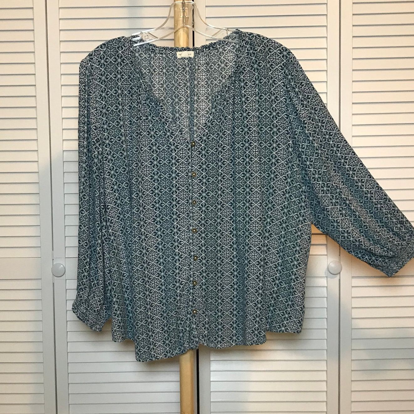 Other Mason & Belle Geometric V-neck Long Sleeve Blouse 1X Size XL / US 12-14 / IT 48-50 - 2 Thumbnail