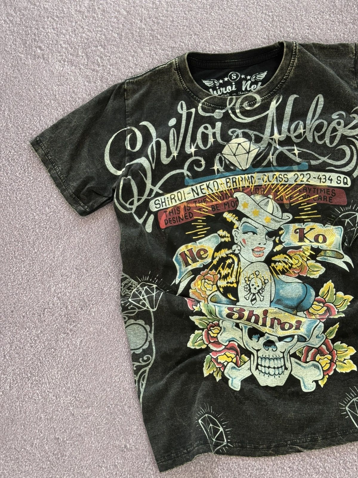 Japanese Brand 00s Shiroi Neko Y2K Faded Grunge T-Shirt Size US S / EU 44-46 / 1 - 4 Thumbnail