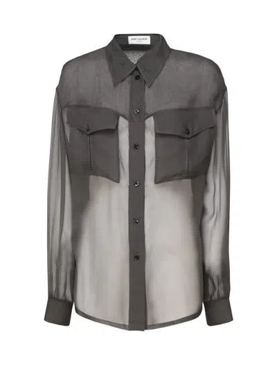 Saint Laurent Paris o1b1hav110525 788262 Chemise Mousseline Legere Shirt Size M / US 6-8 / IT 42-44 - 1 Thumbnail